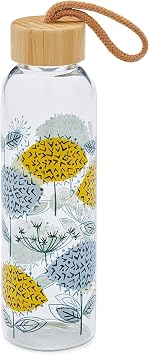 Cooksmart 500ml Glass Water Bottle | Eco Friendly Glass Bottle With Lid & Carry Handle | Glass Bottles For Office, Sports or On The Go - Retro Meadows