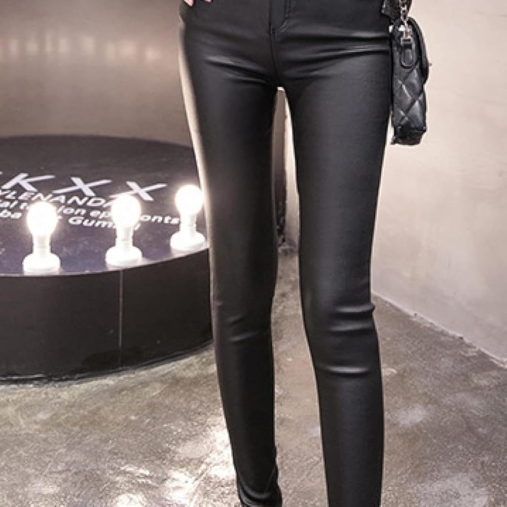 【新品】LIKE WORKER SYNTHETIC LEATHER PANTS FAZAIQILUO Women's Street Wear, Synthetic Leather Pants