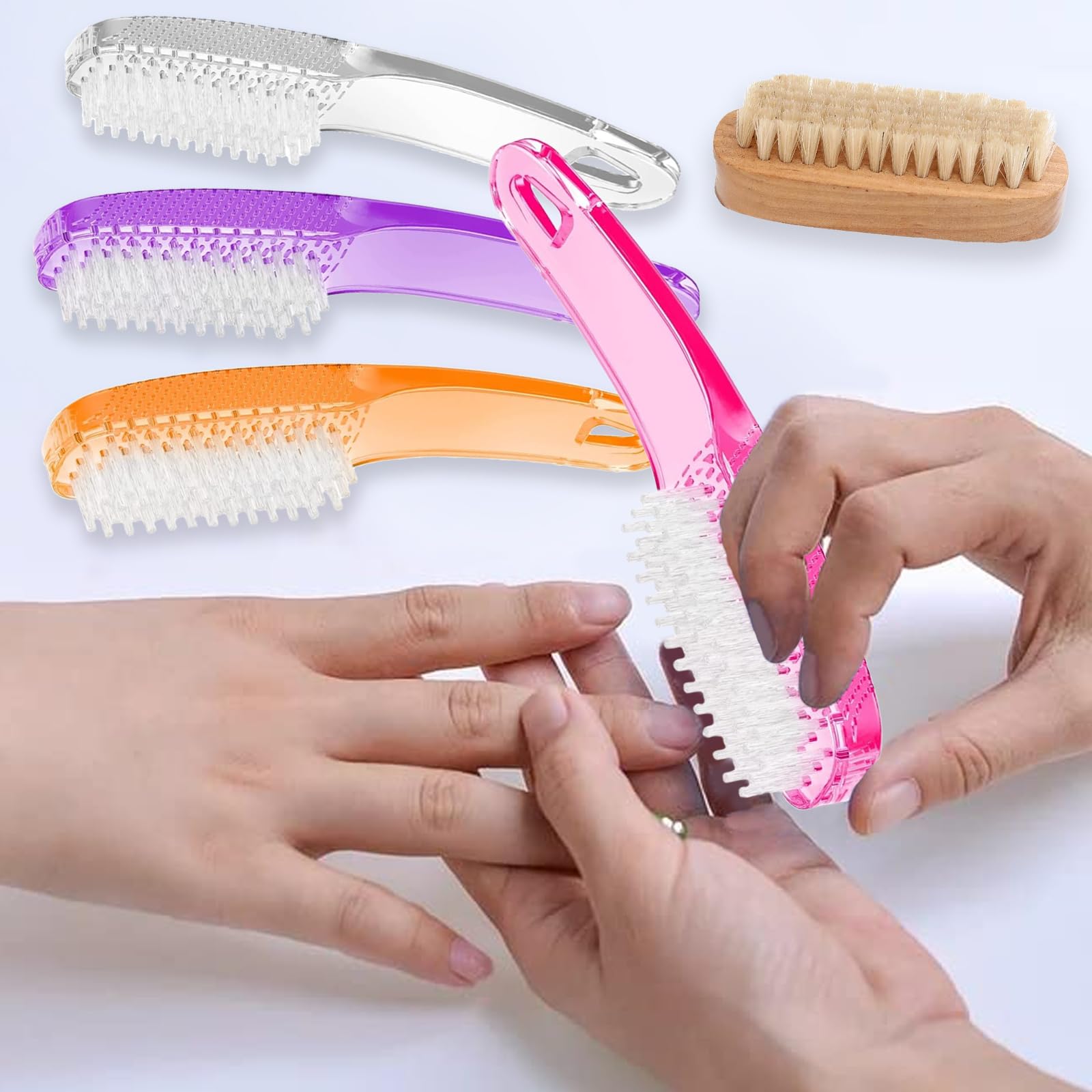 5Pcs Nail Cleaning Brush, Double-Sided Plastic Handle Nail Scrubbing Brush for Hands Toes, Nails - Image 3