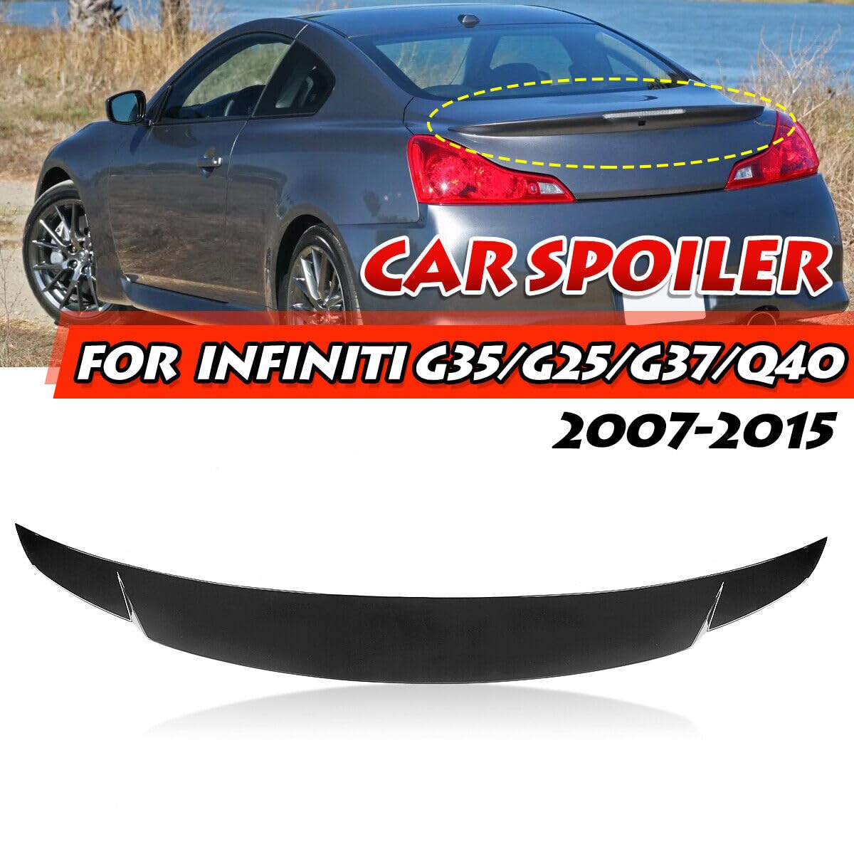 IDENUONA Rear Trunk Spoiler Lip For Infiniti G37 Sedan (2007-2015) - Painted Black, Adhesive Mount 4 thumbnail image
