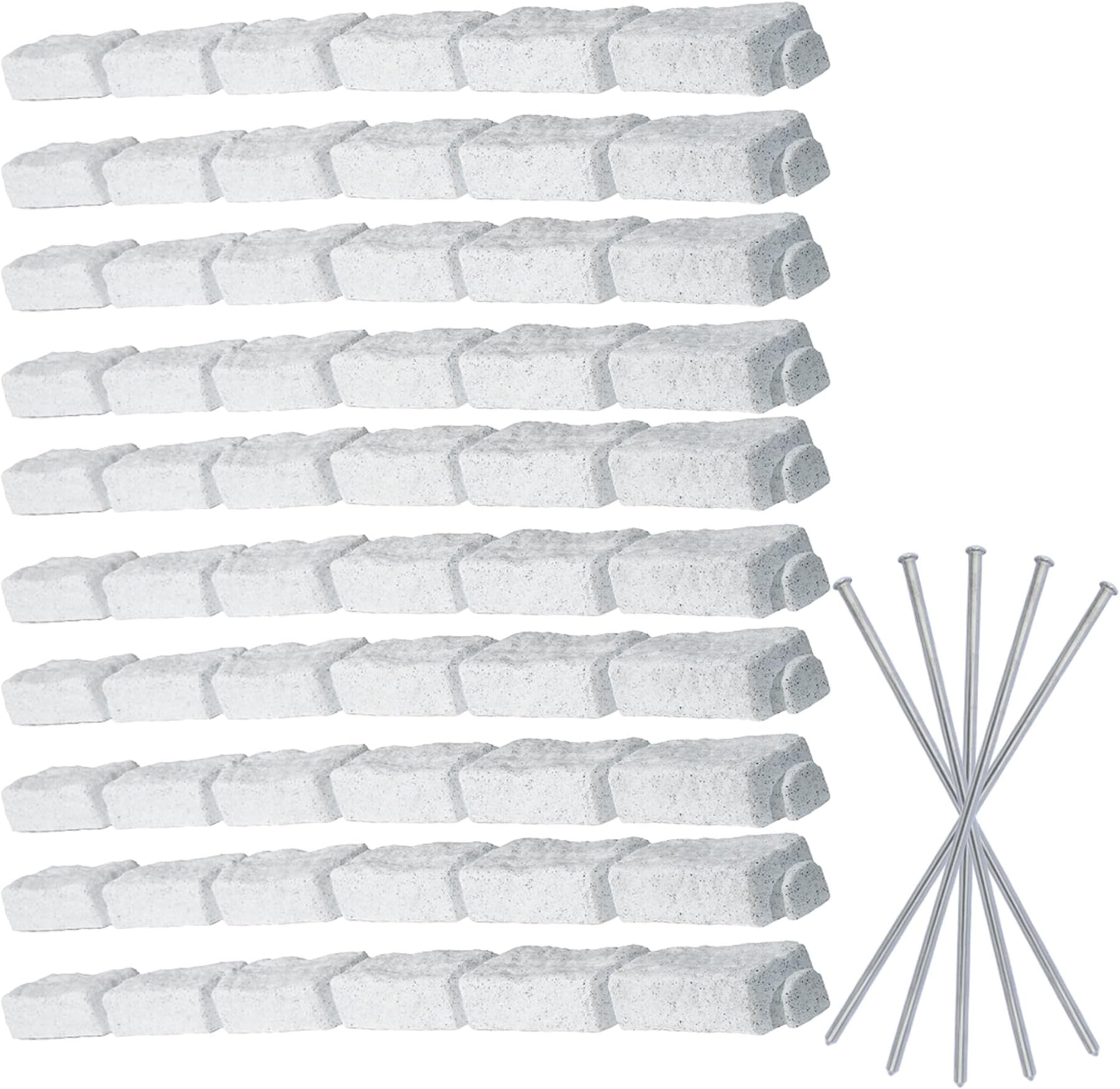 Beuta Landscape Edging | Garden Edging Border | Faux Stone Bricks for Lawn edging, Flower beds, Pathways & Yard Edgingโ 10 Packs | Each Section Has 6 Bricks 48"L x 4"W x 2.25"H | 30 Spikes |Limewash