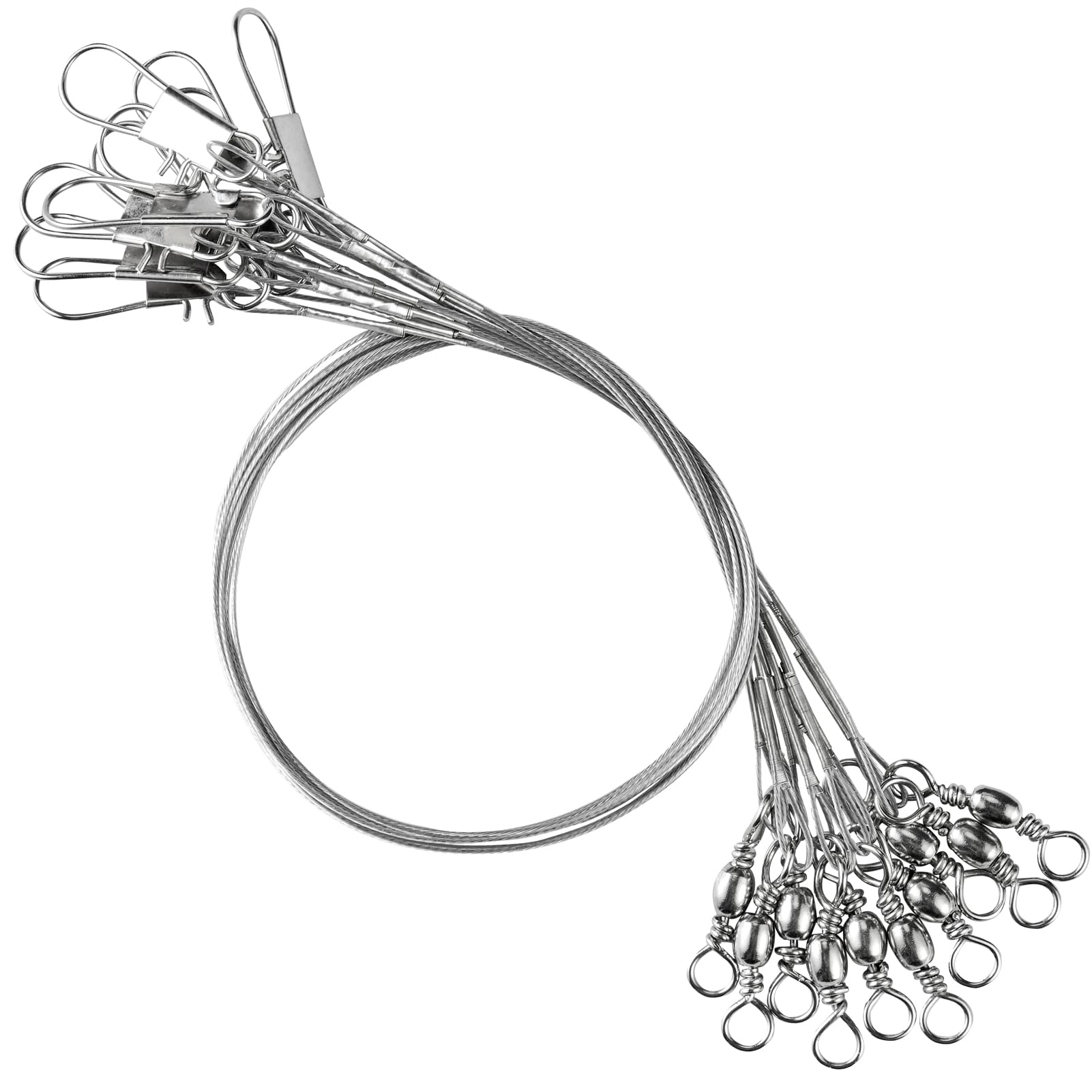 Atibin Swivel Steel Fishing Leaders Freshwater Stainless Line Wire Leaders Lures High Strength Fishing Leader Saltwater White Nickel