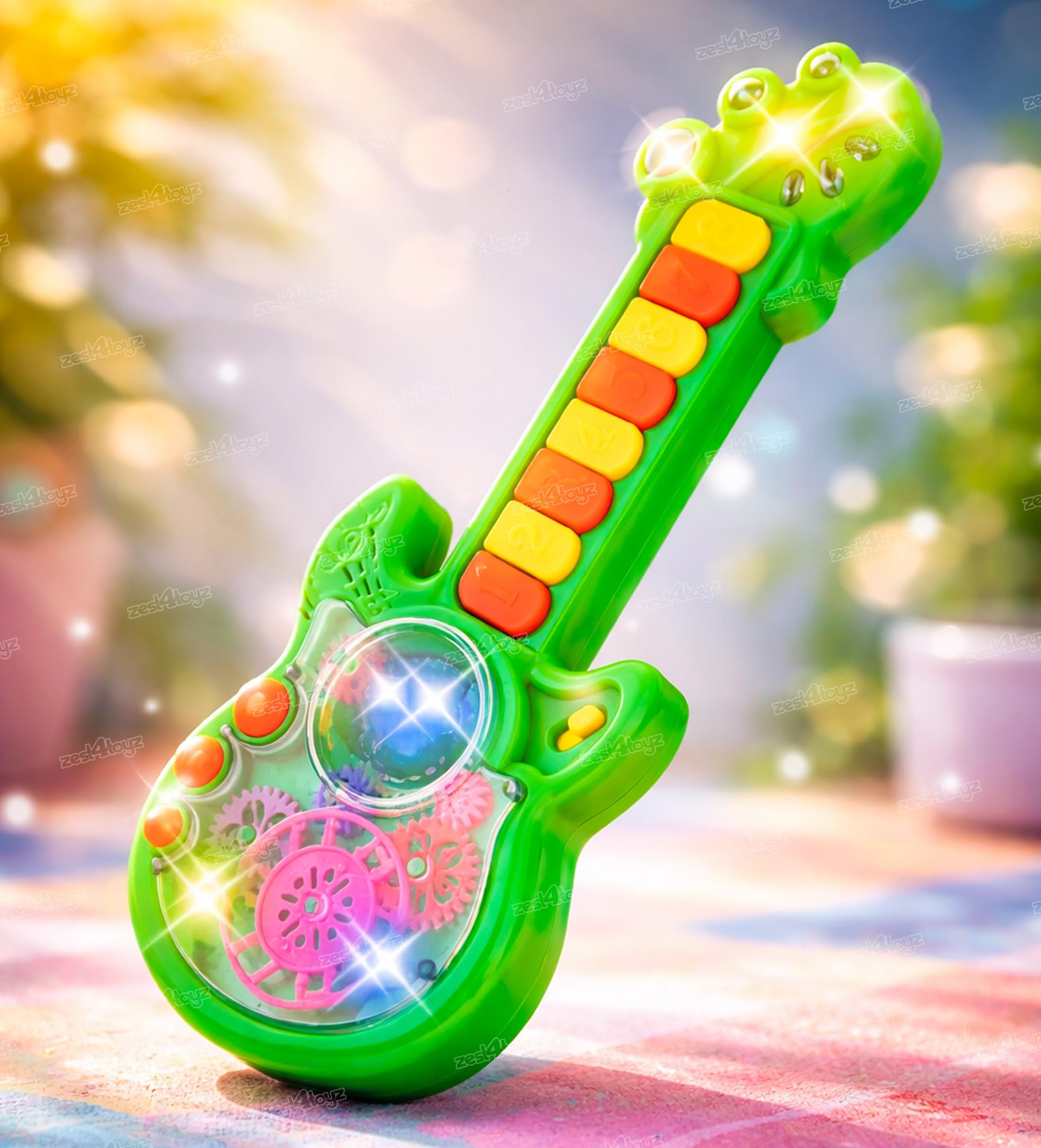 Zest 4 Toyz Musical Guitar Toy for Kids with 8 Colorful Keys Flashing Lights Rotating Gears Shoulder Strap Educational Sound Learning Toy for Boys and Girls Ages 3+ (Green)-image-42