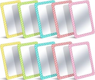 Dandat 10 espejos pequeños para niños de 4 x 6 pulgadas, irrompibles, esquinas redondas para manualidades y expresión facial preescolar, recursos educativos para el aula (colorido)