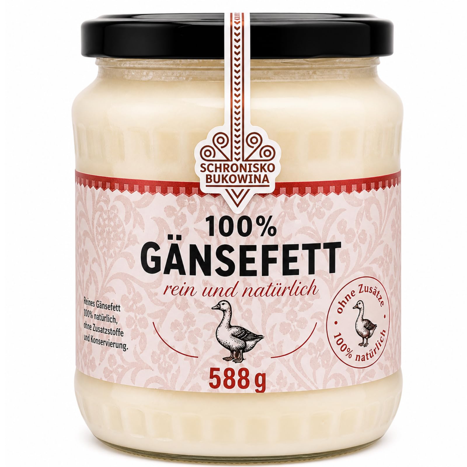 Schronisko Bukowina Smalec z Gęsi, 100% Naturalny Tłuszcz Gęsi, 588g/710ml