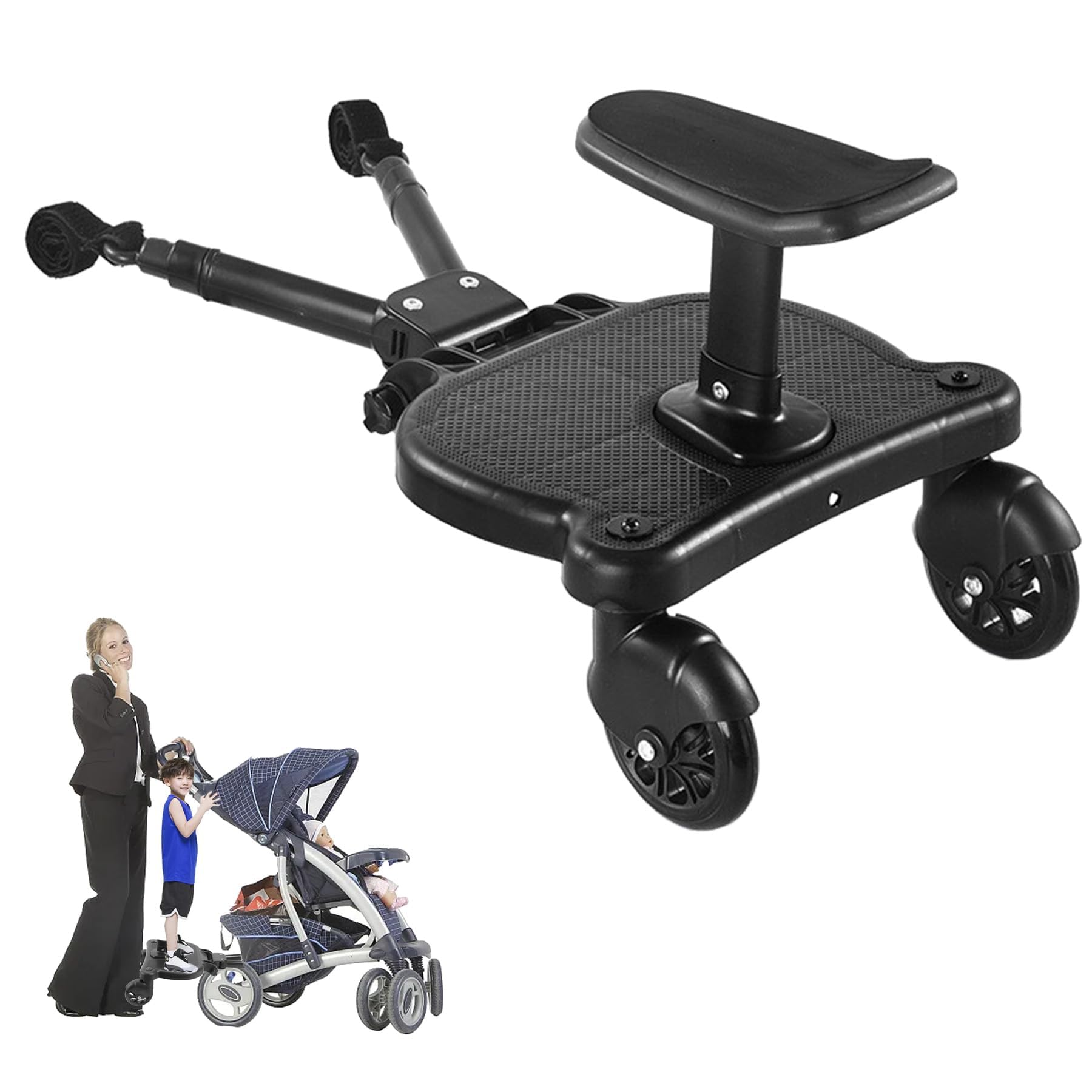 2025 New-Universal Stroller Board with Detachable Seat, 2in1 Sit and Stand Stroller Glider Board for Most Strollers, Holds Children Up to 55 LBs