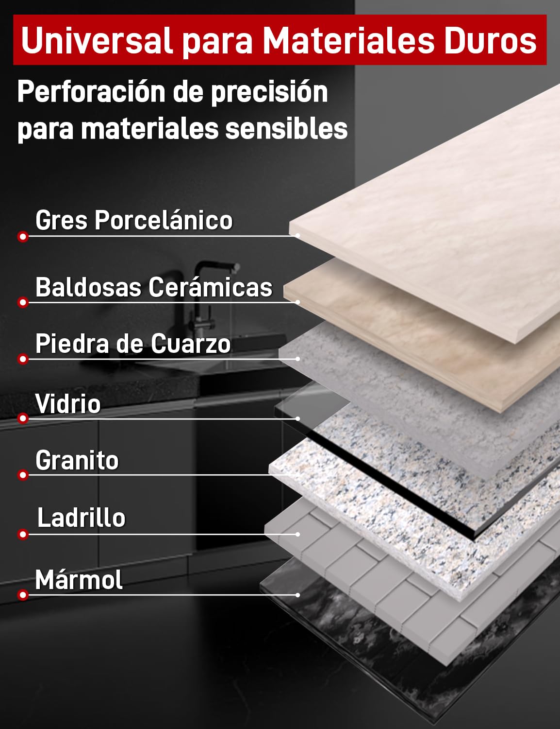 8Pz M14 Broca Diamante, Brocas Porcelánico Ø 6/8/10/12/35/50/68mm con Adaptador, Soldada Vacío, Coronas para Porcelánico, Taladrado Seco para Azulejos, Cerámica, Mármol, Granito