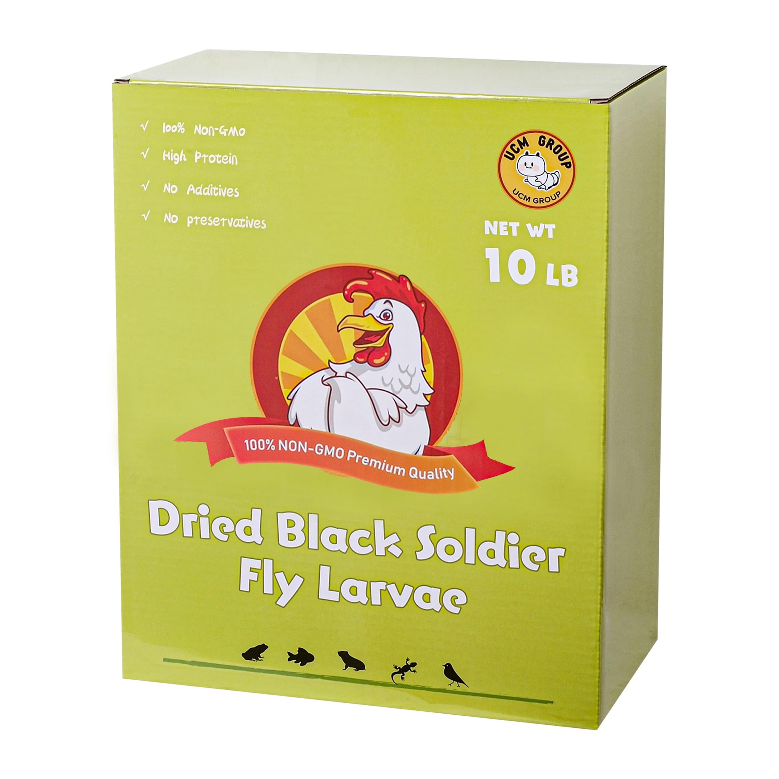 UCM Group 10LB Dried Black Soldier Fly Larvae for Chicken, Poultry, Wild Birds,100% Natural Non-GMO, No Additives, Treat, More Calcium Chicken Treats Than Mealworms