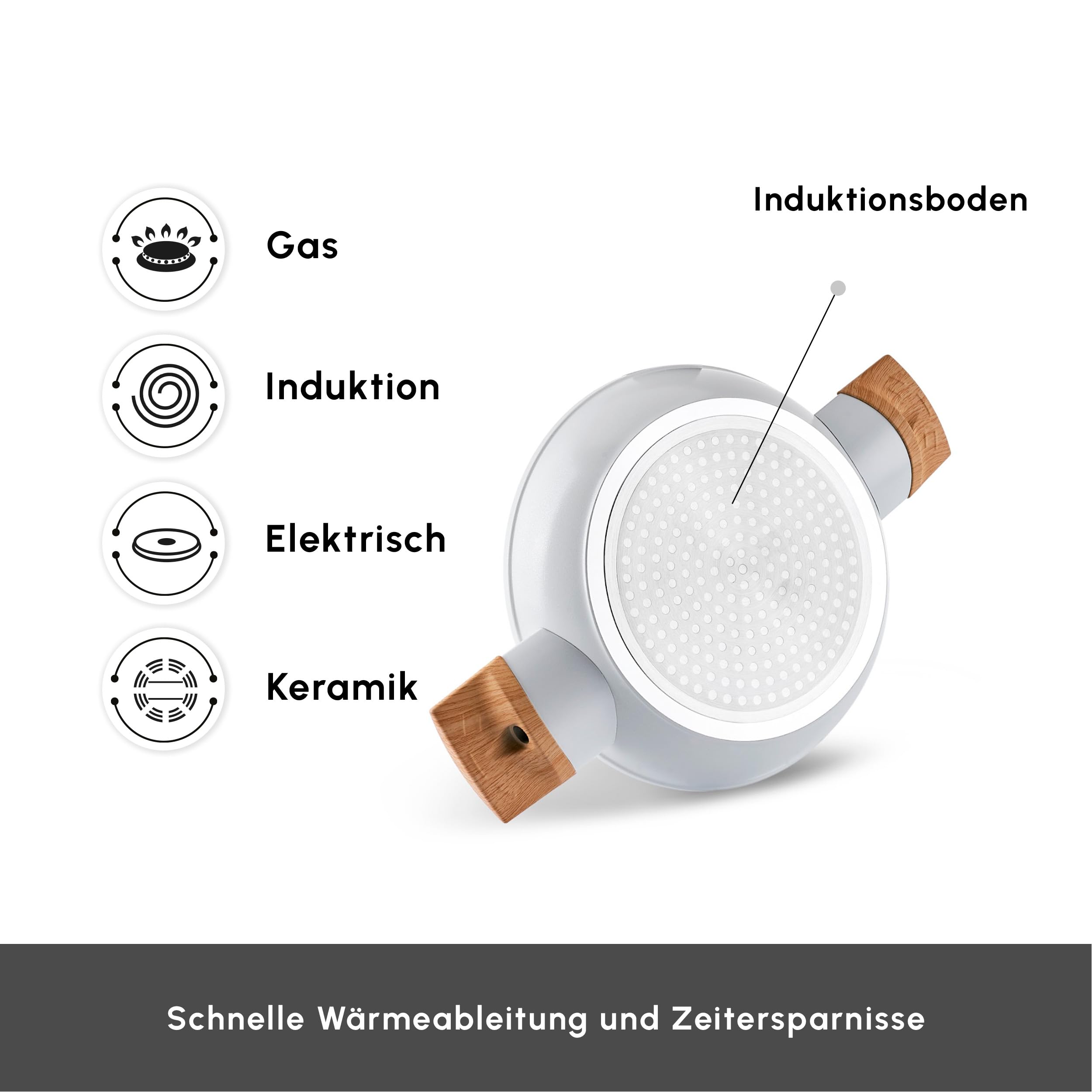 Karaca Swiss Crystal Almond, 6-teiliges Schmortopf-Set, Induktionsgeeignet – Hochwertiges Kochgeschirr aus Aluminiumguss mit Glasdeckel