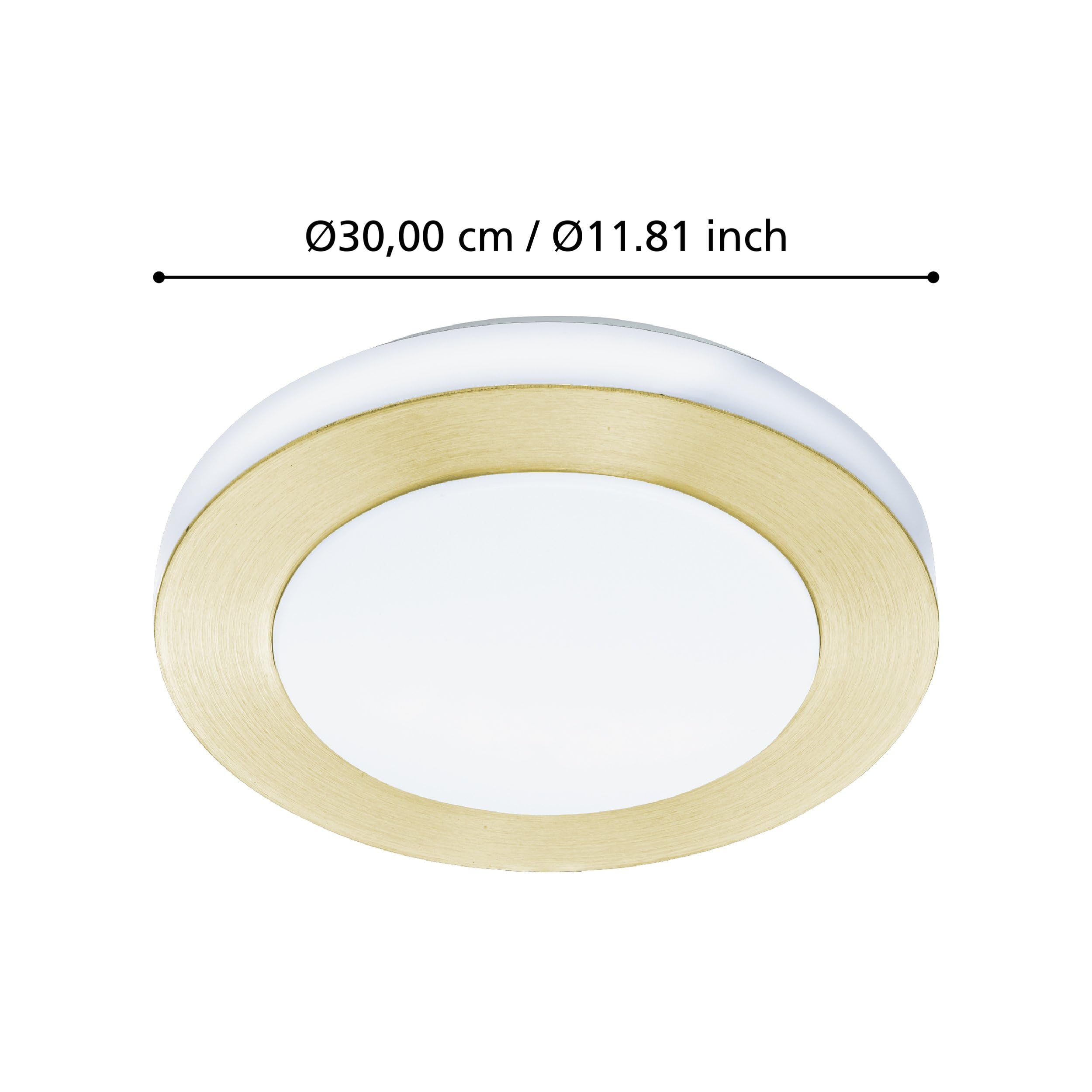 Eglo Luminaire plafonnier Capri, panneau LED en acier blanc et laiton