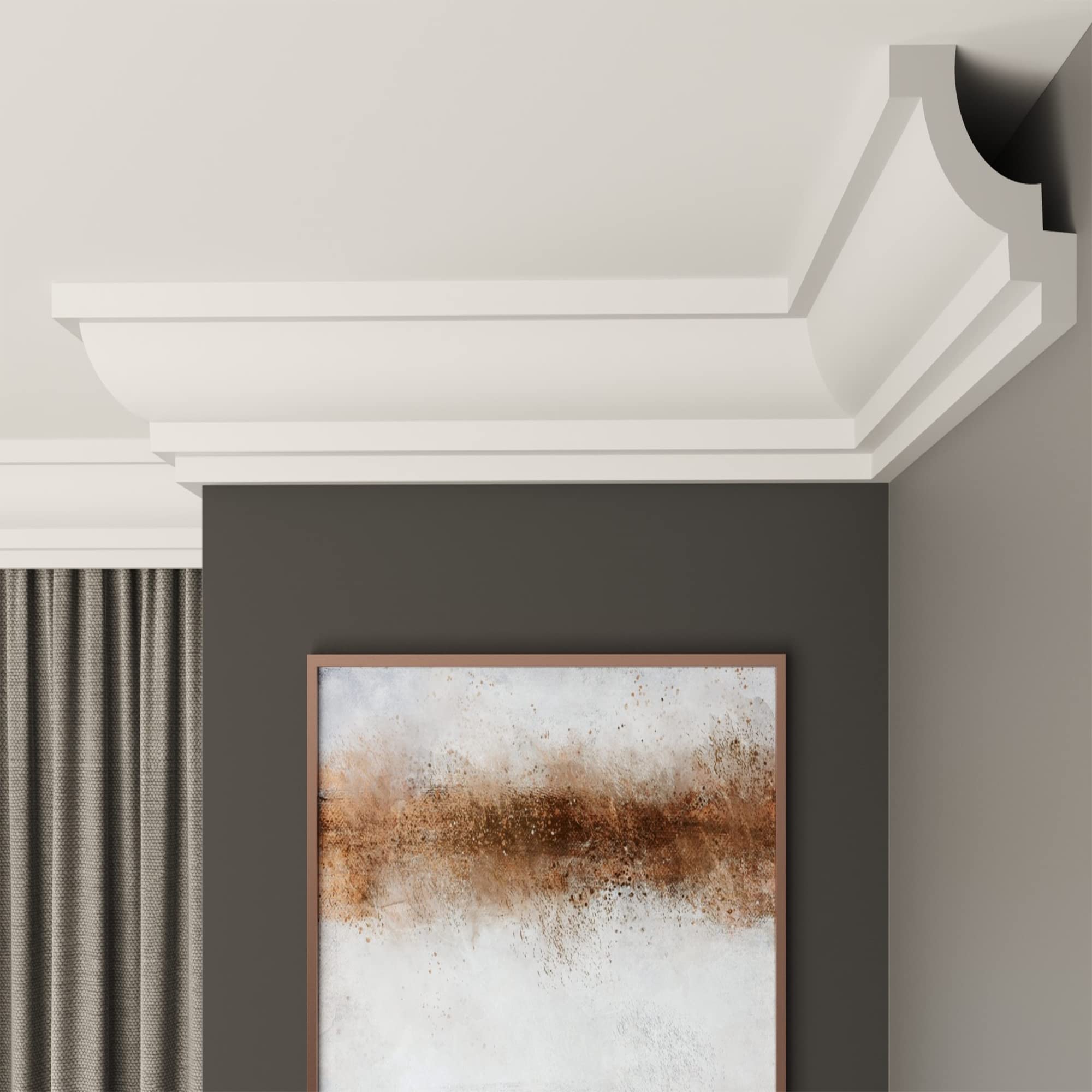 FAST DECOR Decorative Coving for Ceilings, Premium Extruded Polystyrene Cornice Coving, Lightweight Ceiling Moulding Trim, Flexible and Durable Ceiling Cornice Trim (CS11, 10M (5 Length))