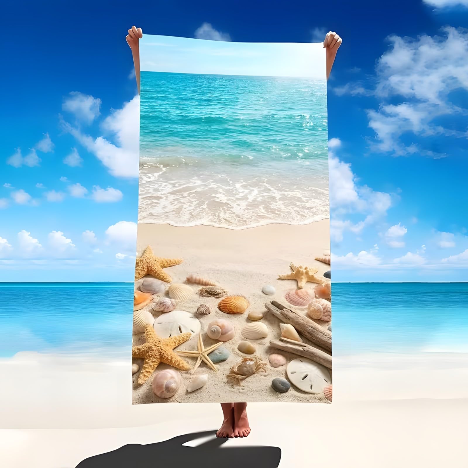 YZQGLHP Starfish Microfibre Beach Towel Islands Beach Bath Towel Quick Drying, Lightweight, Sand-Free, Durable, for Pool, Gym, Camping, Travel Towel 70x130cm