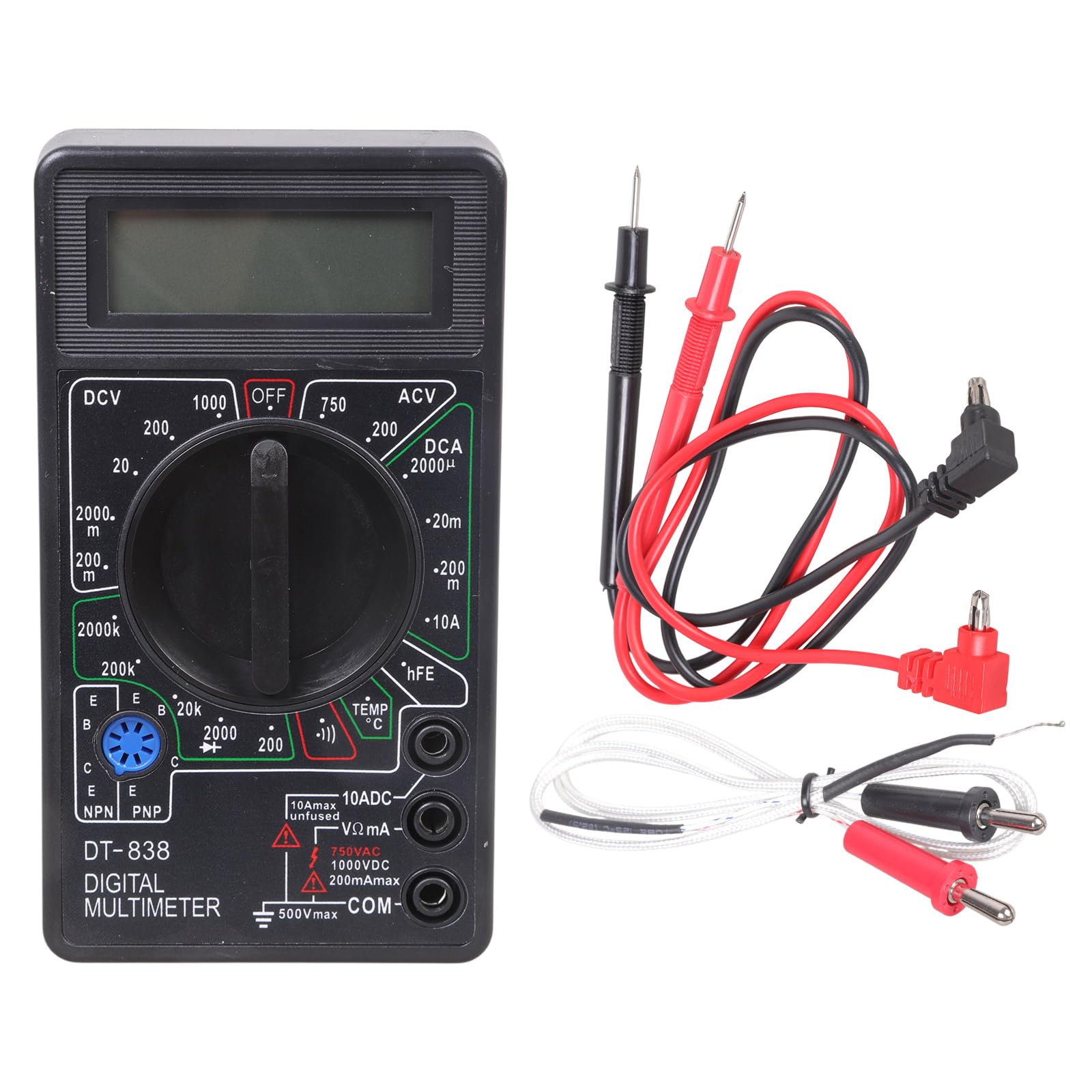 Portable Multitest Meter Auto-Scaling Function, ABS Housing & Triode Diode Checker for Home Electronics Diagnostics Insulated Leads Digital Multimeter