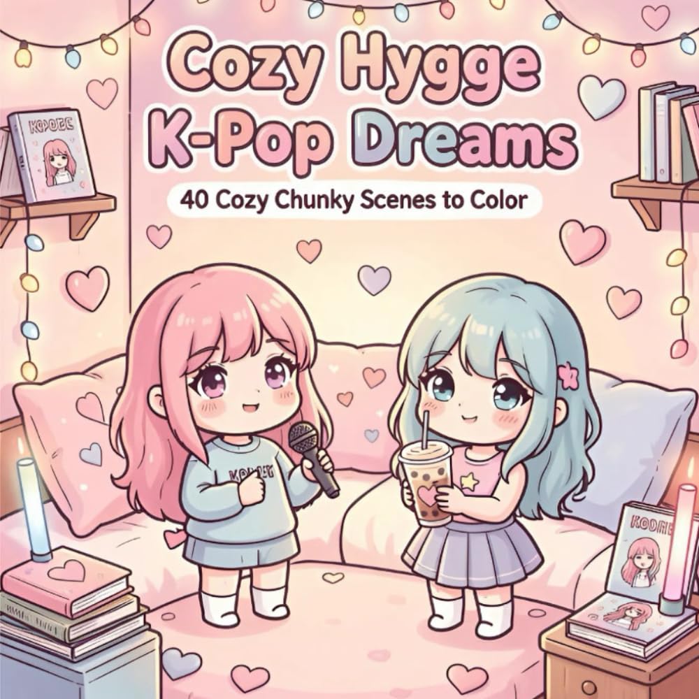 Cozy Hygge K-Pop Dreams: 40 Cozy Chunky Scenes to Color