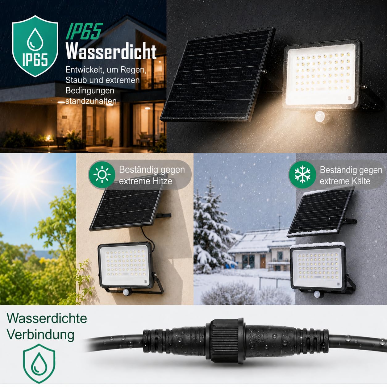 CLAR - Solarstrahler für Außen, Solar LED Strahler, Solarlampen für Außen Ohne Bewegungsmelder, Solar Scheinwerfer für Außen, Solar Flutlicht, Solarlampe Ohne Bewegungsmelder, 400W (Pack 1)