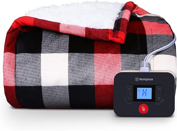 Review Westinghouse Electric Blanket Heated Blanket, Plaid Sherpa Heating Blanket, 10 Heating Levels & 1 to 12 Hours Heating Time Settings, Red Plaid, 62″x84″ Twin Size Review Westinghouse Electric Blanket Heated Blanket, Plaid Sherpa Heating Blanket, 10 Heating Levels & 1 to 12 Hours Heating Time Settings, Red Plaid, 62″x84″ Twin Size