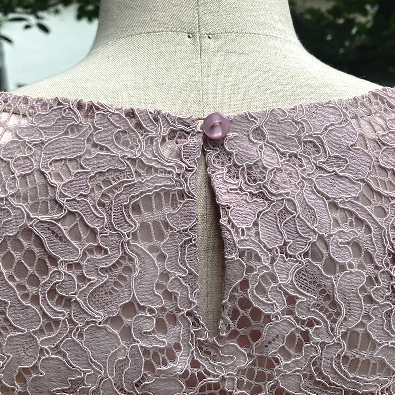 [ウーマンプラス] カジュアルドレス タック＆リボン総レースワンピース レディース