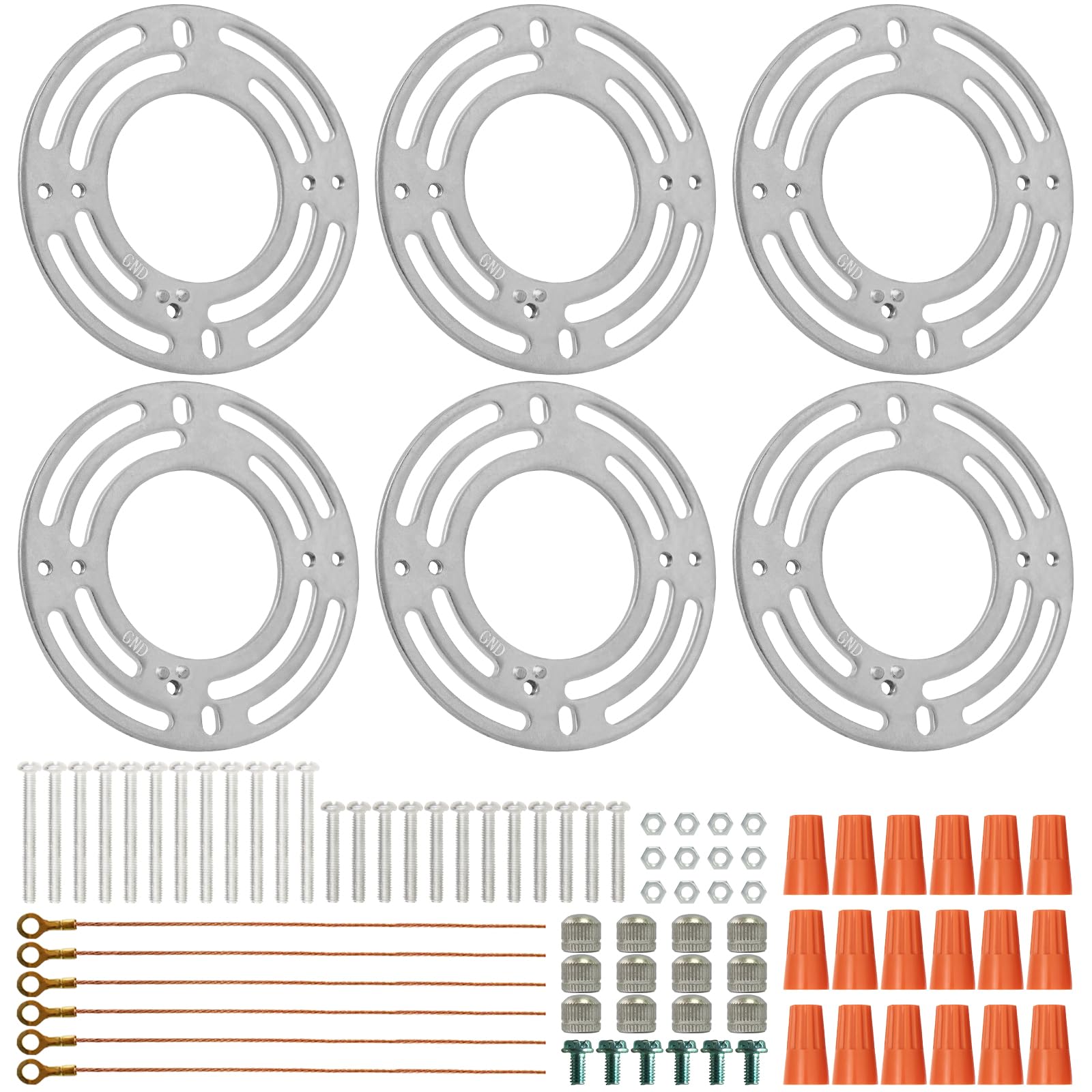 GNOLAK 6 Pack Universal Light Fixture Mounting Bracket Heavy Duty 50 LB Rated, 4 Inch Diameter Steel Round Light Crossbar Nickel Acorn Cap Nuts for Ceiling Light Chandelier (Nickel Cap Nuts(6 Pack))