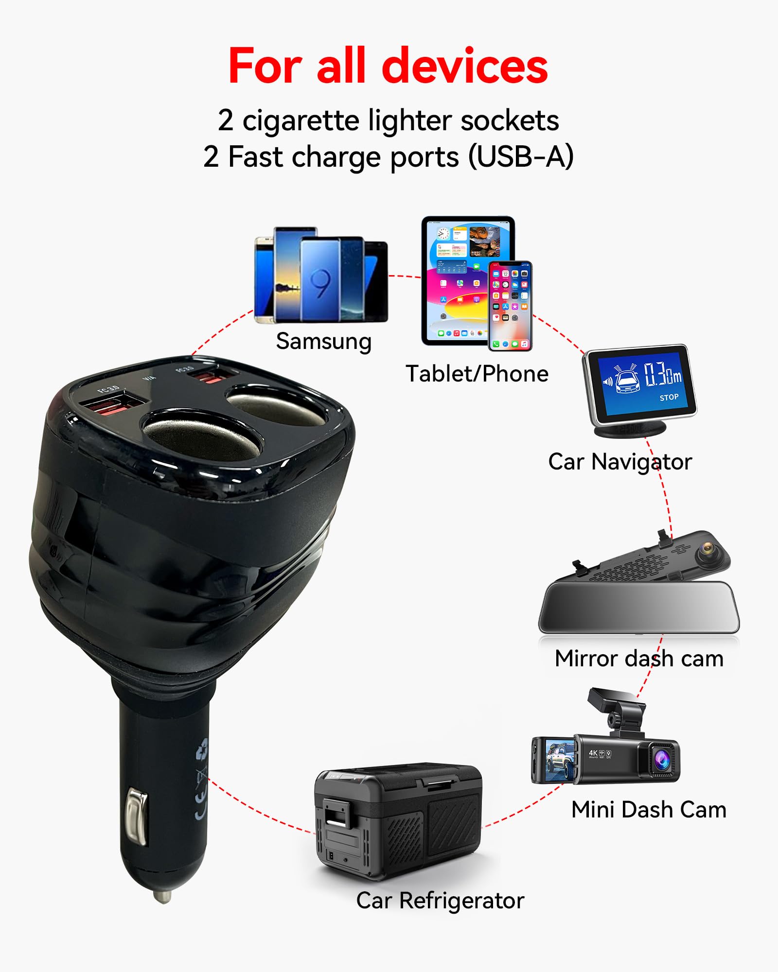 dash cam no cigarette lighter Amazon.com: REDTIGER 4 in 1 Car Charger Adapter, 2 Sockets Cigarette Lighter  Splitter 12/24V 18W for Dash cam, Dual USB Ports for Phones or Other USB  Devices : Cell Phones & Accessories
