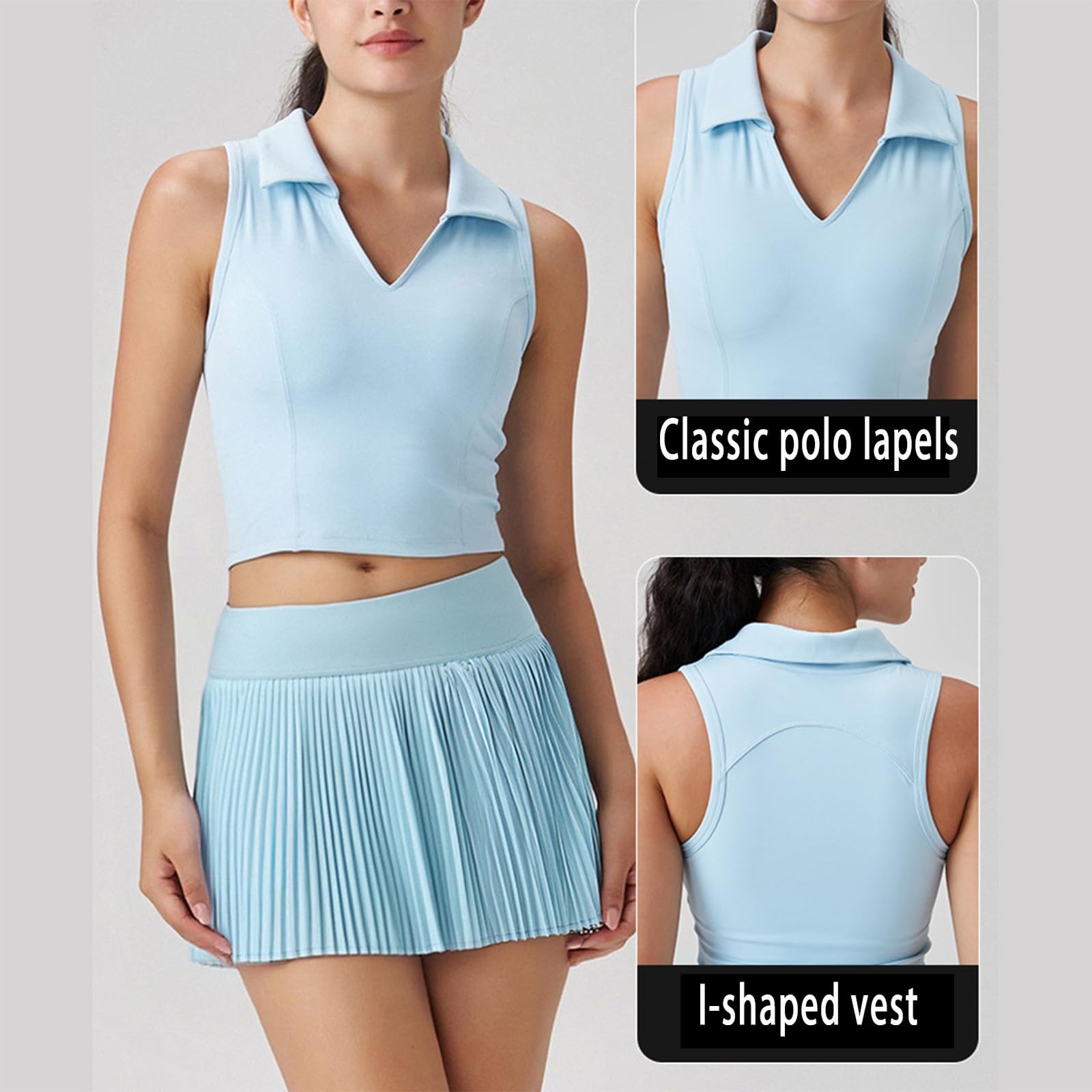 Generisch Atmungsaktiver Tennisrock mit integriertem gepolstertem BH-Design, hochtailliertes Sportoutfit