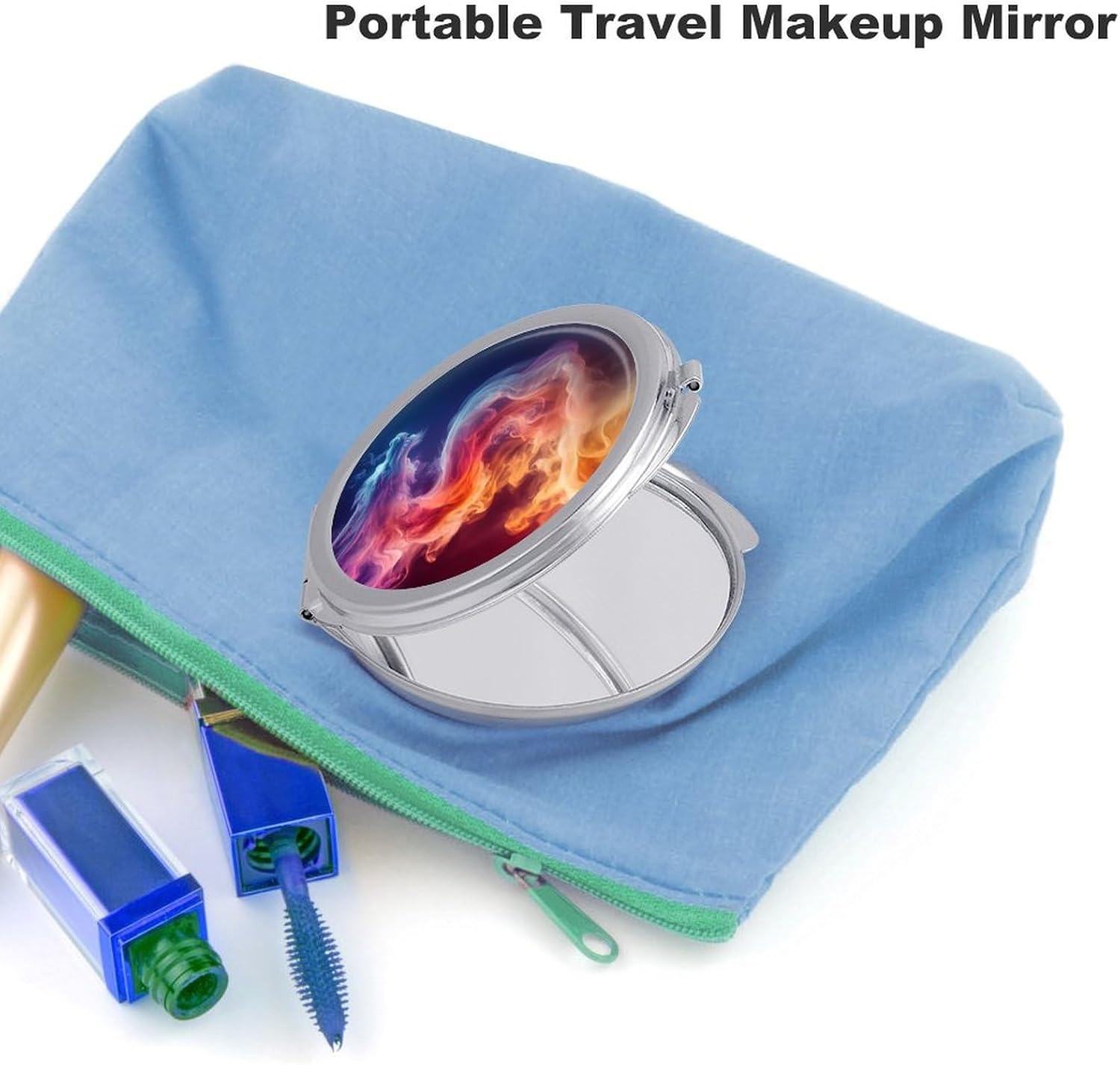 Smoke Dragon Compact Makeup Mirror Mini Foldable Cosmetic Mirror Portable Travel Mirror for Purse Pocket