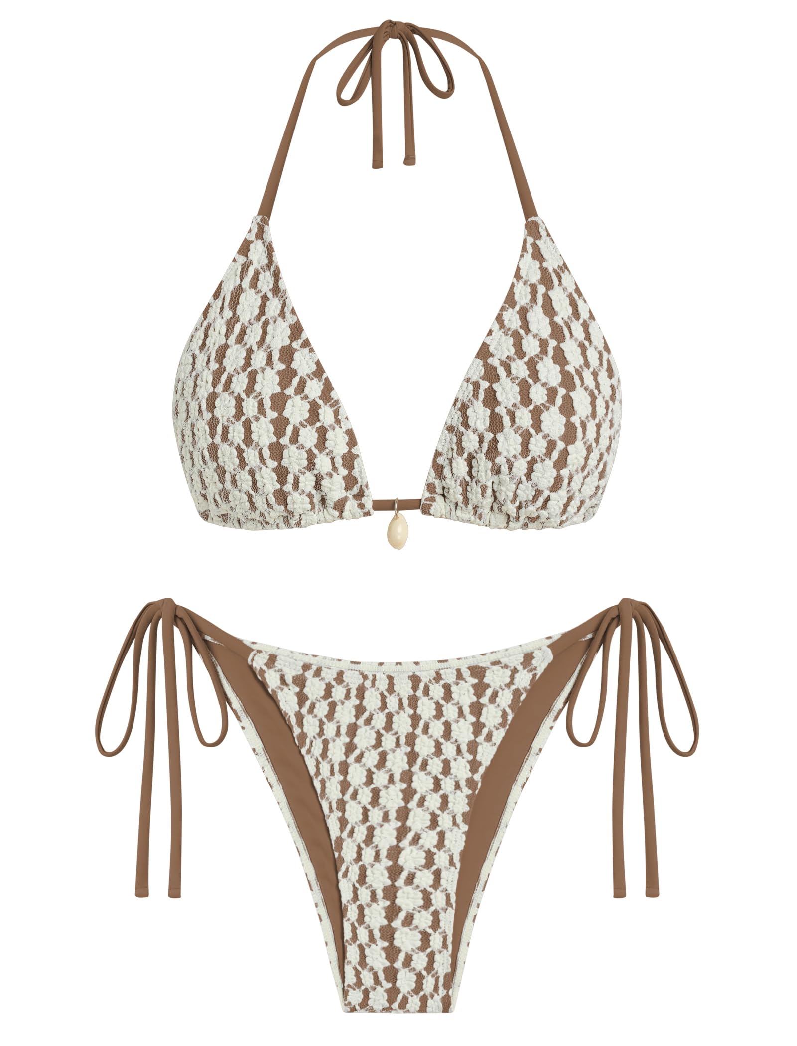 Women's Sexy Lace Halter Triangle Bikini Swimsuit Two Piece Swimwear-image-22