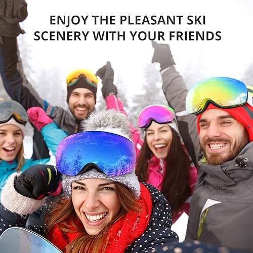 Miniatura 7 de Akaso Otg Gafas de esquí, Gafas de snowboard, Mag-Pro Lentes intercambiables magnéticos, antivaho, 100% protección UV, compatible con casco, gafas