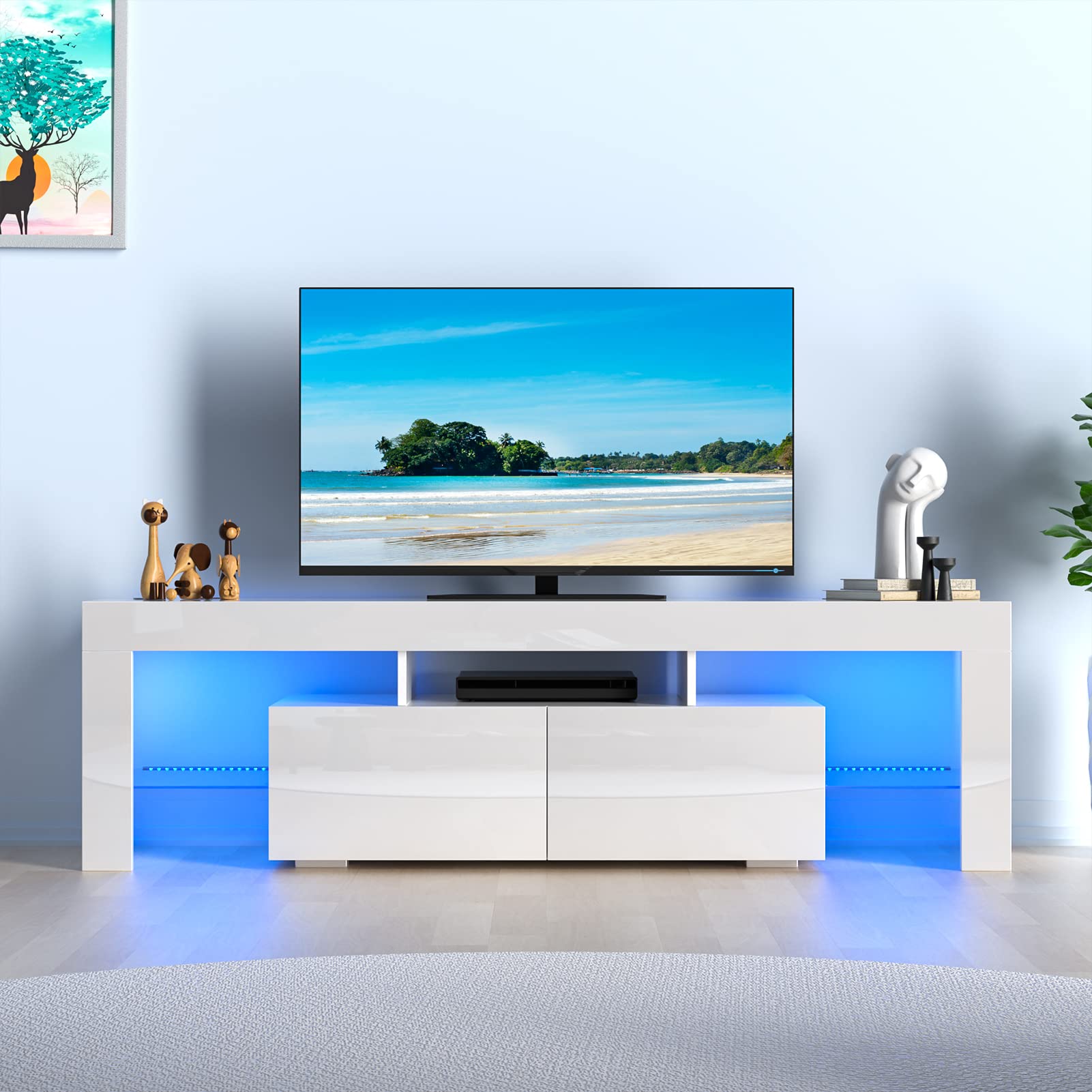 Buy gerFogoo Glossy Led TV Stand Entertainment Center for 55 Inch TV
