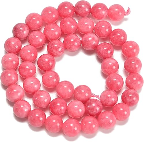 Miniatura 2 de Cuentas sueltas de jade teñido con rodonita de 0.394 pulgadas (0.394 in), redondas, naturales, gematona, sueltas, para hacer joyas, hallazgos de