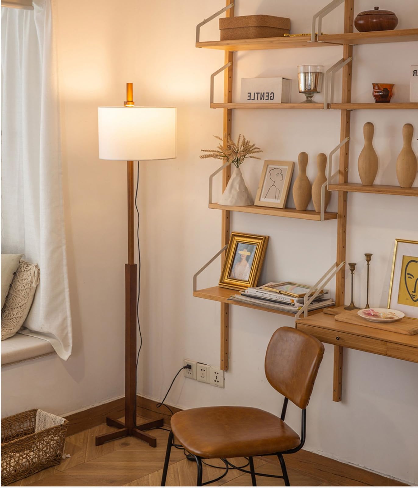 Lámpara De Pie De Madera Vintage, Lámpara De Pie Vertical Ajustable, Luces De Pie De Lectura Regulables, Lámparas Altas para Sala De Estar, Dormitorio, Oficina