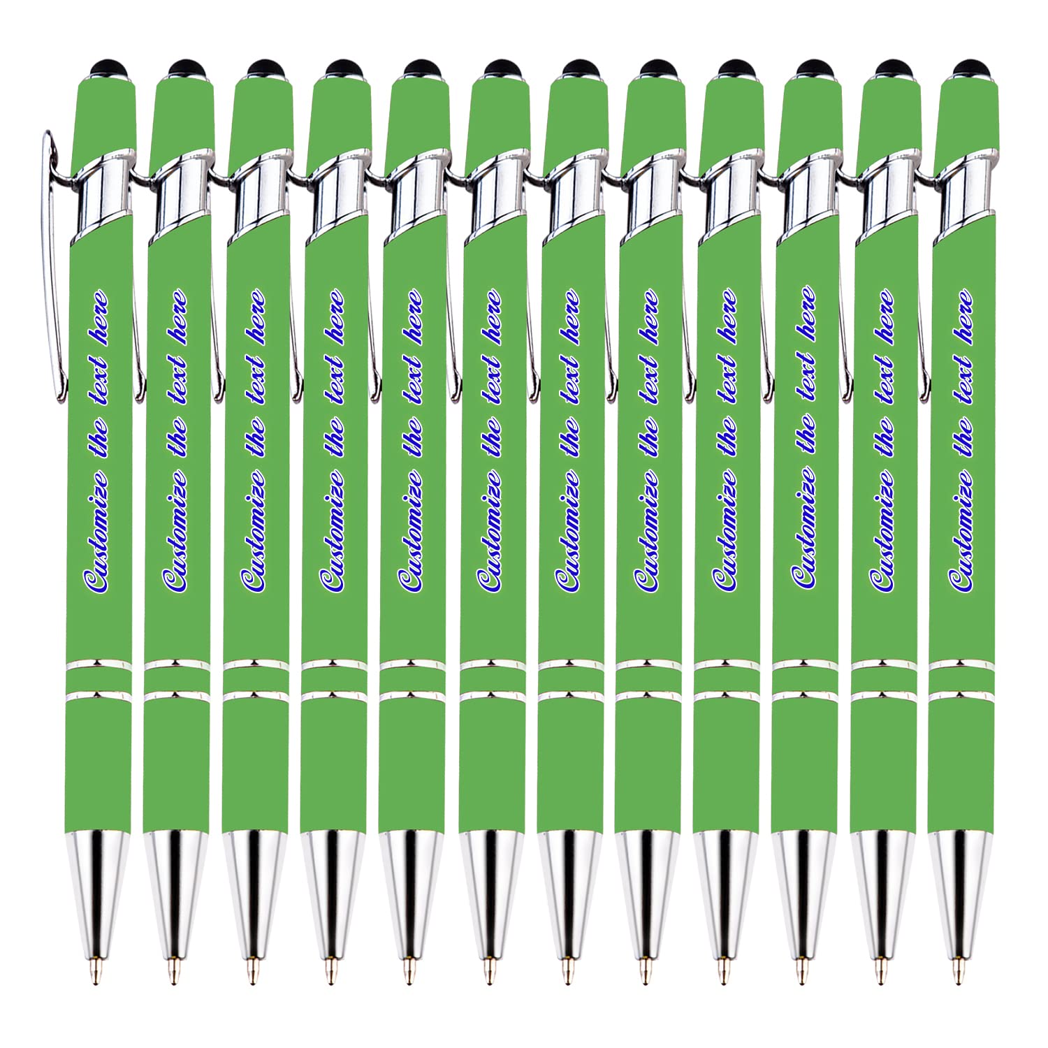 Personalized Ballpoint Pen, Green, Customized With Your Name or Text - Gift for Employee Appreciation, Birthdays, Graduation, Anniversaries - 24PCS