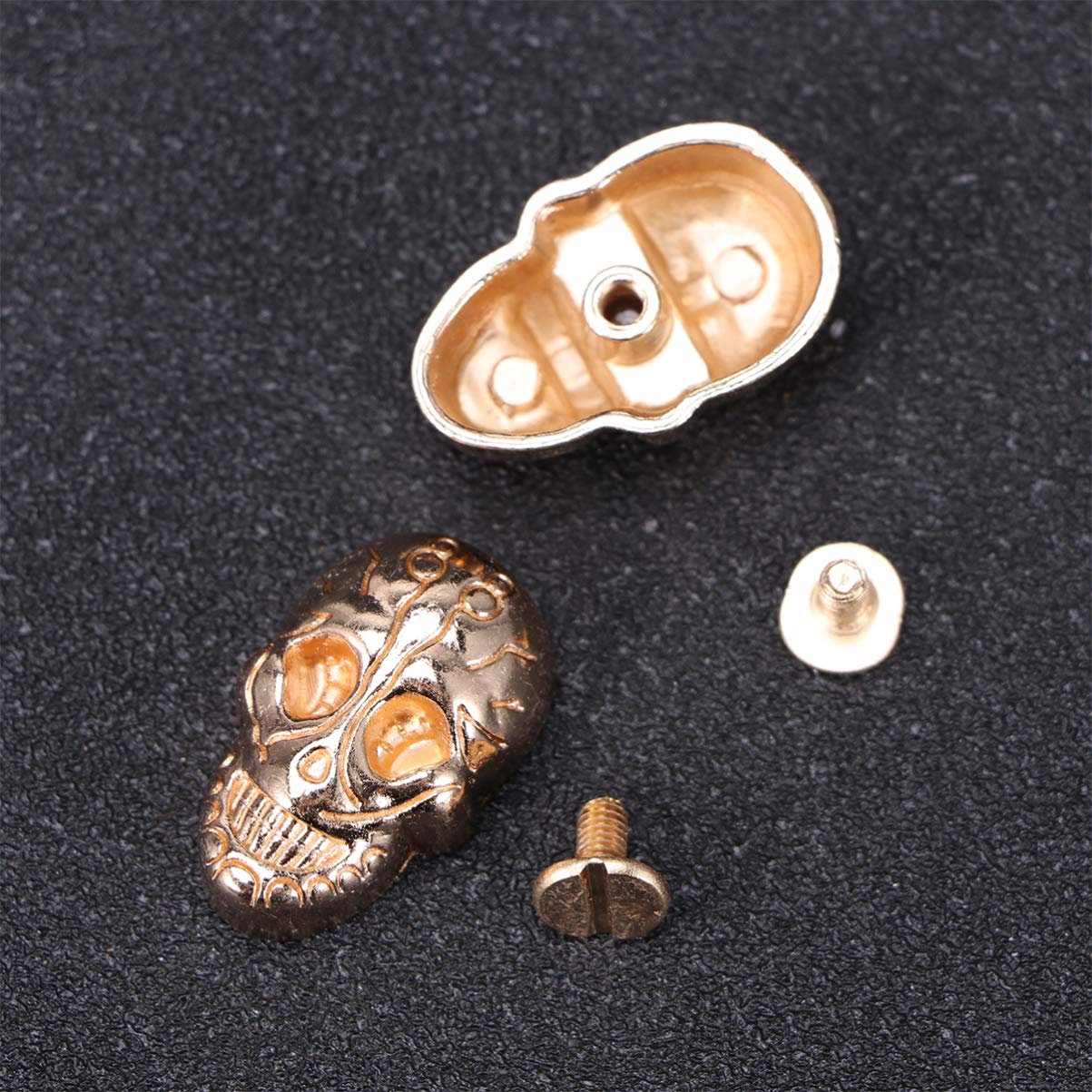 50x Biker Skull Skeleton Rivetti In Pelle Set Per Borsa Abbigliamento - Foto 4