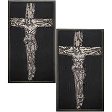 2PCS Jesus Cross Patches Embroidered Morale Patch Hook and Loop
