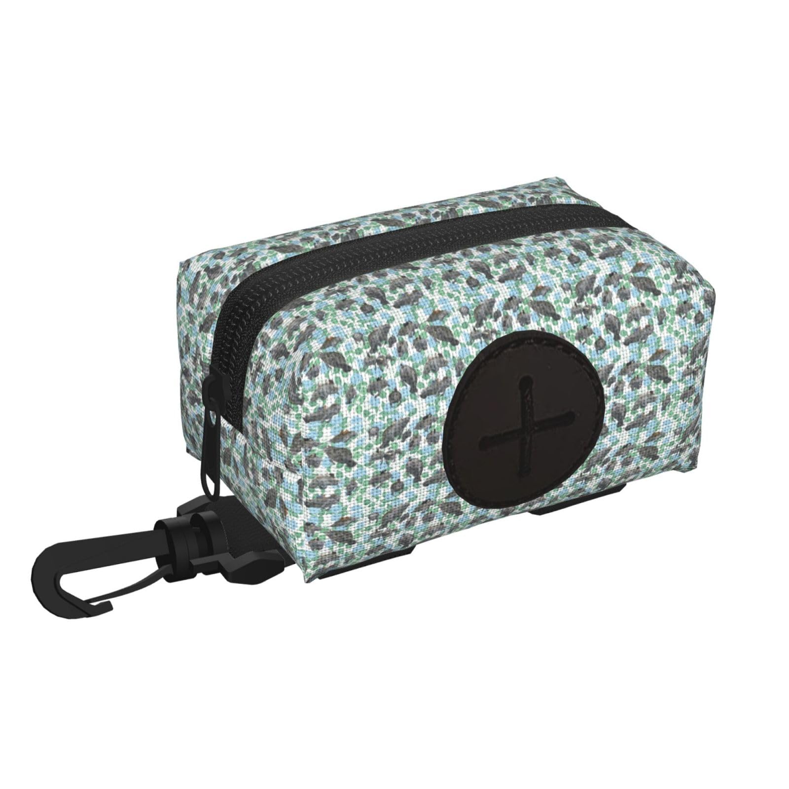 Pphgut Black Rabbits Manatees Print Waterproof Pet Waste Treat Bag Outdoor Walking Hiking Pouch Camping Accessory