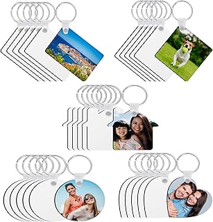Anglekai 30PCS Sublimation Keychain Blanks Bulk, Double-Sided Printed Blank Keychains for Sublimation MDF DIY Blanks Keychains Rectangle House Shape Heat Transfer Blanks for Art Crafts