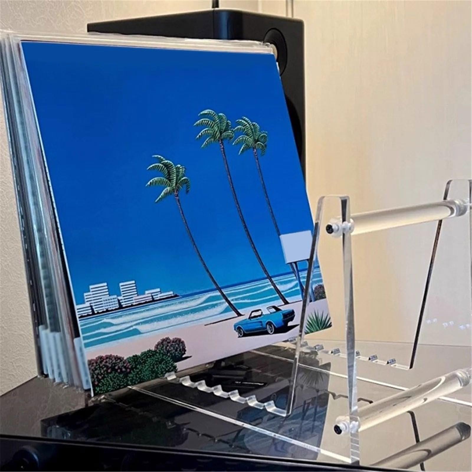 Custodia per CD Portadischi in vinile in acrilico aperto, porta CD da tavolo multifunzionale Portadischi