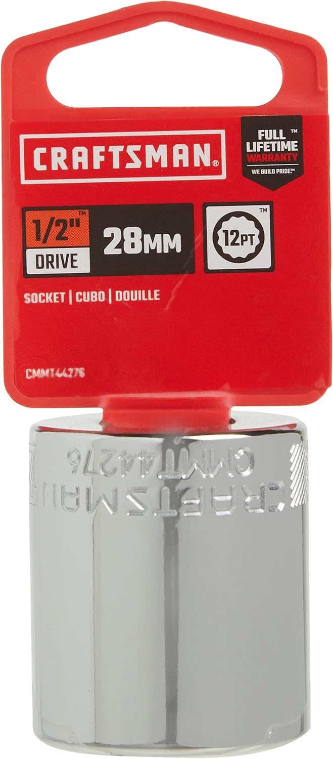CRAFTSMAN Shallow Socket, MM, 1/2-Inch Drive, 28mm, 12-Point (CMMT44276)