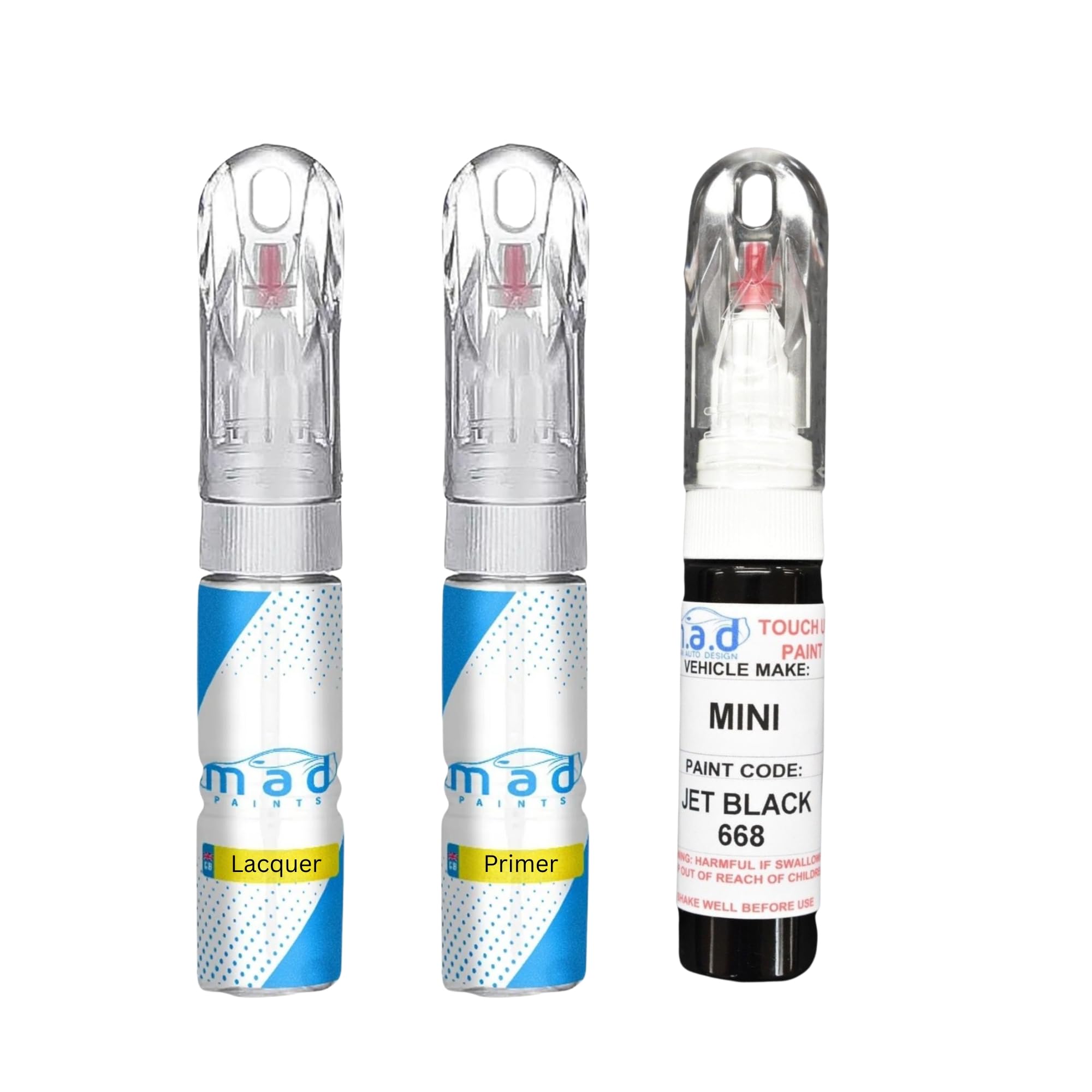 M.a.d Myldan Auto Design Paint + Primer + Lacquer Mad Touch Up Paint Pen For Mini Jet Black 668 Car Mini Cooper S Countryman Clubman S (Paint + Primer + Lacquer)