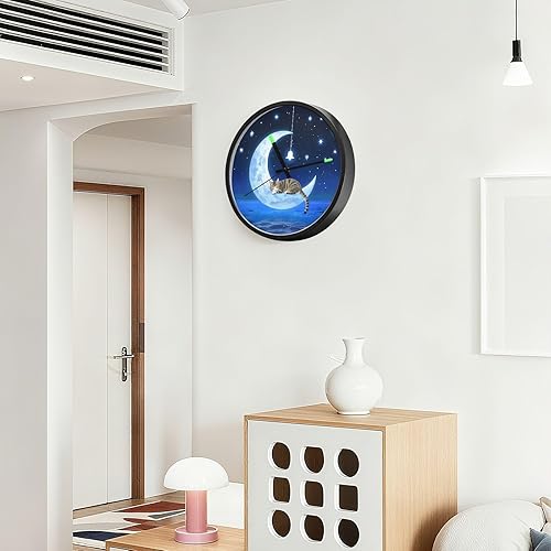 Miniatura 6 de Round Wall Clock Cat Wind Chimes 12 Inch Non-Ticking Silent Modern Decor Clock for Home Office
