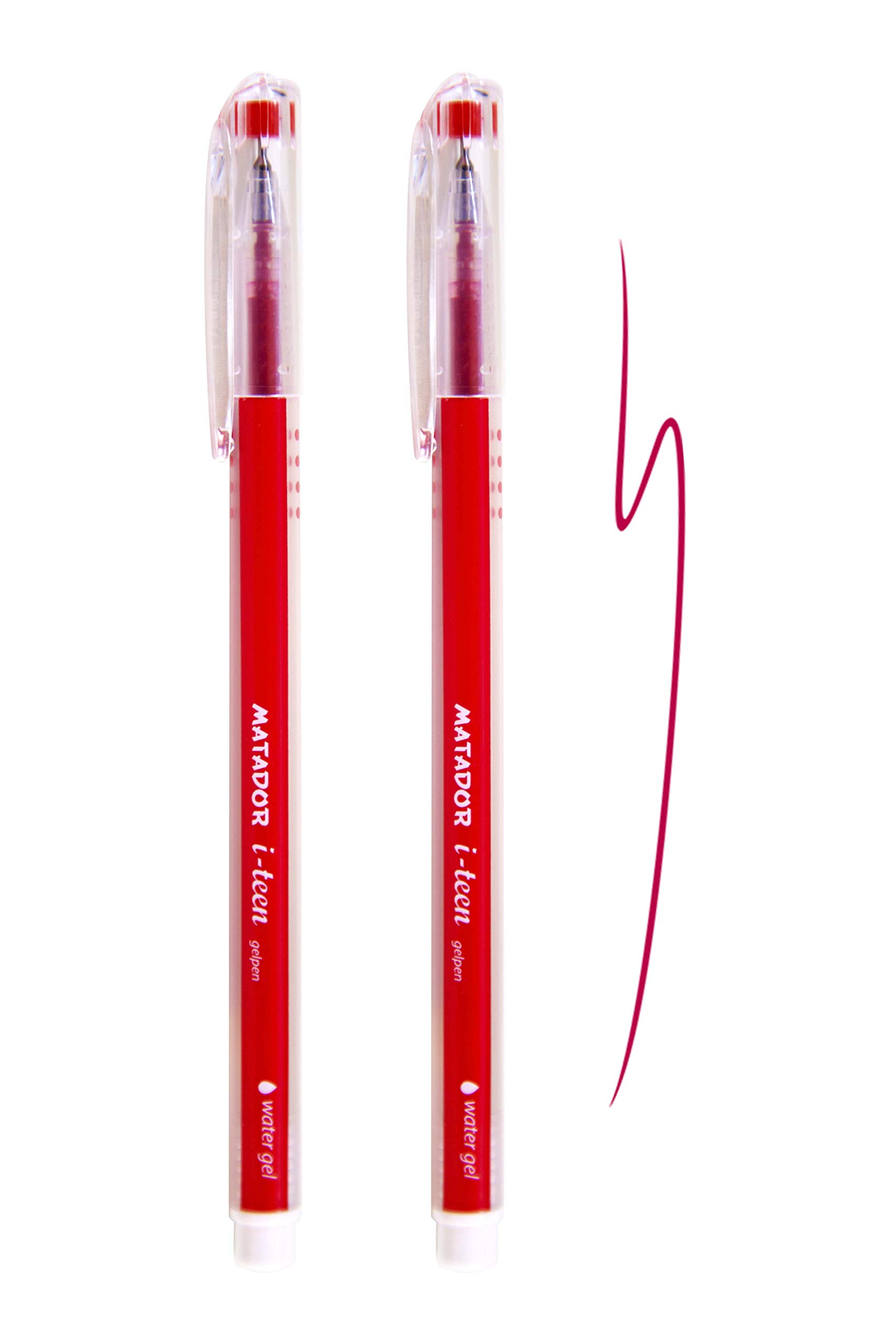 Matador [New Premium Japanese Ink i-teen Water Gel Pens (Red Ink, 2 Pack)