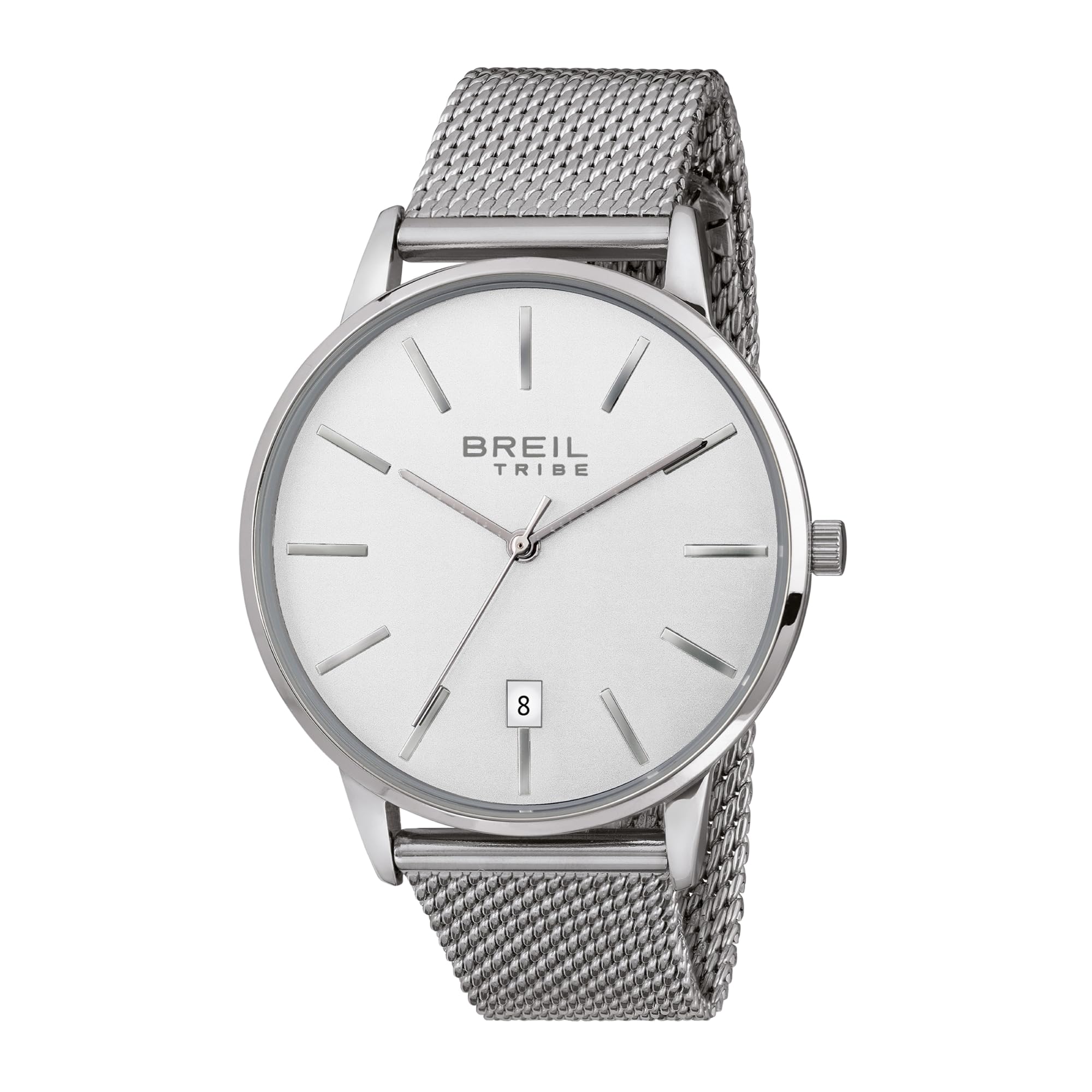 Breil - Men's Watch Avery Collection EW0493 - Men's Watch Gent with Analogic White Dial - VJ52 TIME Module Movement - 3H Quartz - Stainless Steel Mesh Watch Band