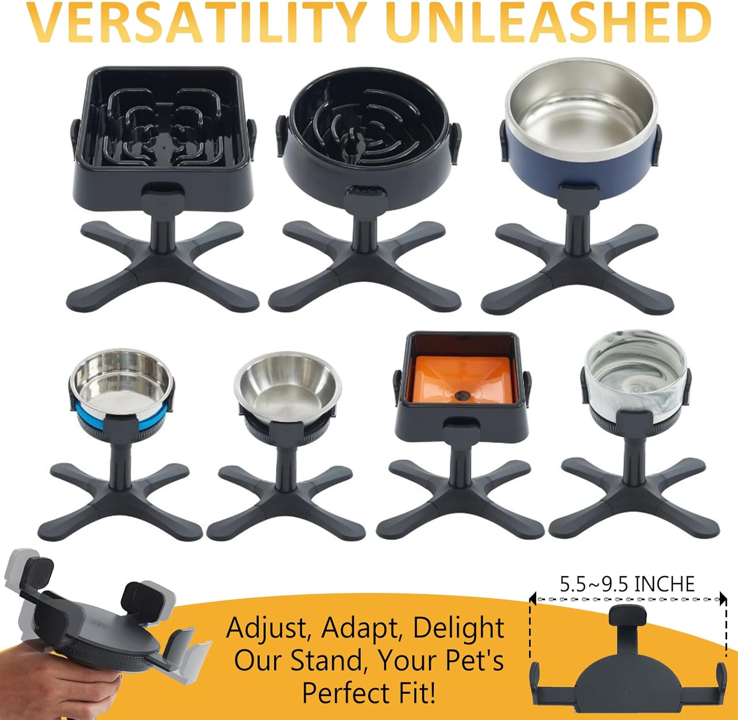 DOUDING Raised Dog Bowl, Elevated Dog Bowls Stand wtih Stainless Steel Dog Food Bowl, Heights and Tilted Adjust for Small/Medium/Large dogs, Non-Slip 7 713wE32OKkL. AC SL1500