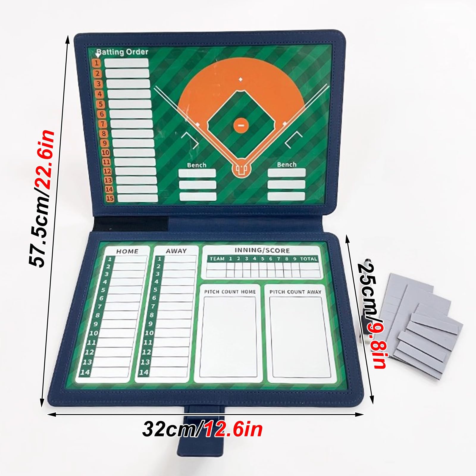 Baseball-taktiktafel, Baseball Magnettafel mit Folienstift für Modernes Coaching mit Abwischbarer Oberfläche, Faltbares Design, Leicht zu Transportieren, Ideal für Wettkämpfe