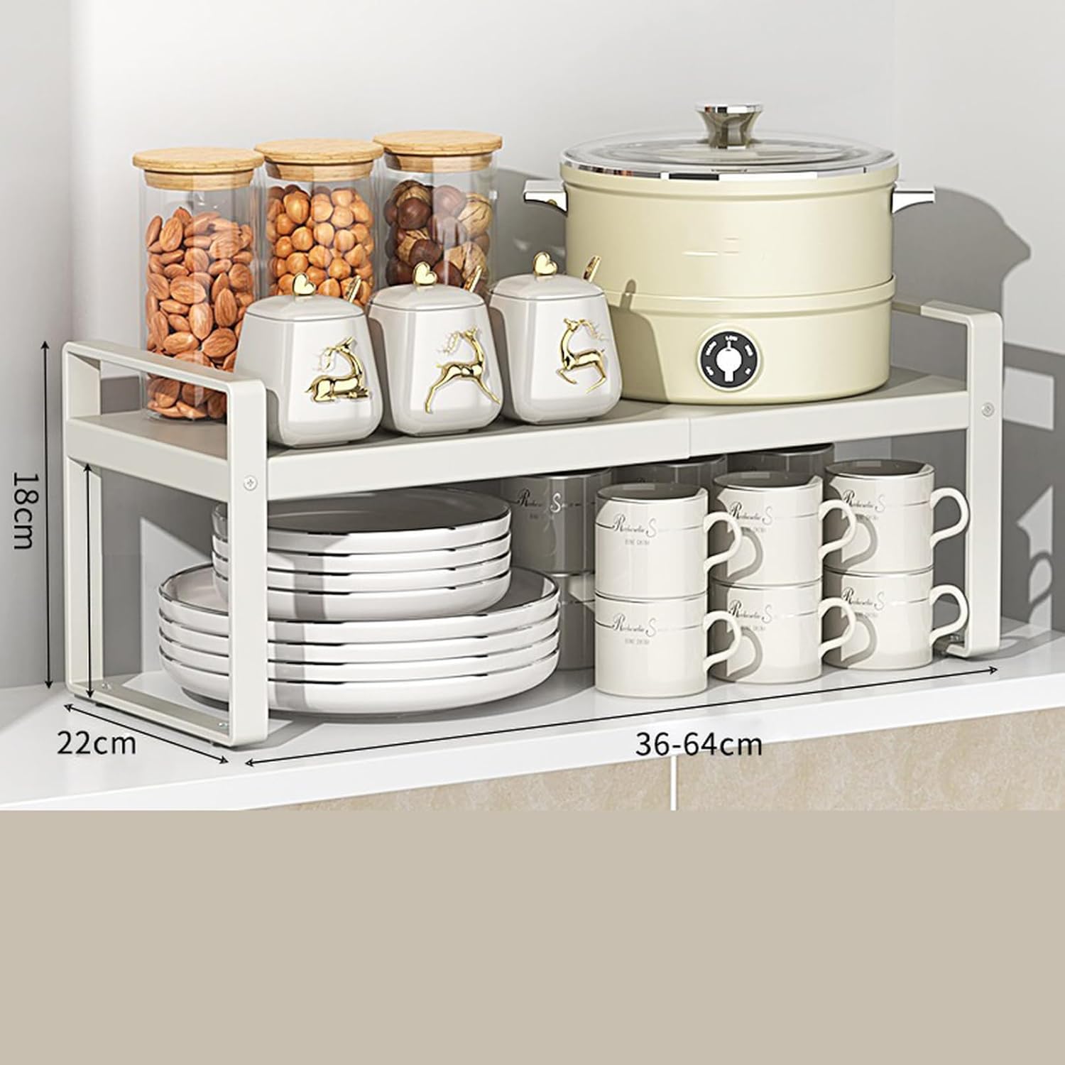 [YXSNG] 卓上ラック 省スペース ホワイト 伸縮式 マルチラック 可動棚 24*28*18 スタッキング可 ミニラック デスク