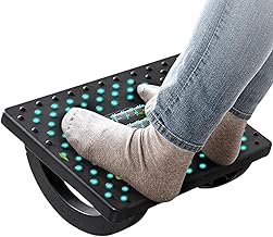 TechHark® Under Desk Foot Rest with Massage Rollers, Ergonomic Rocking Design, Grey/Black