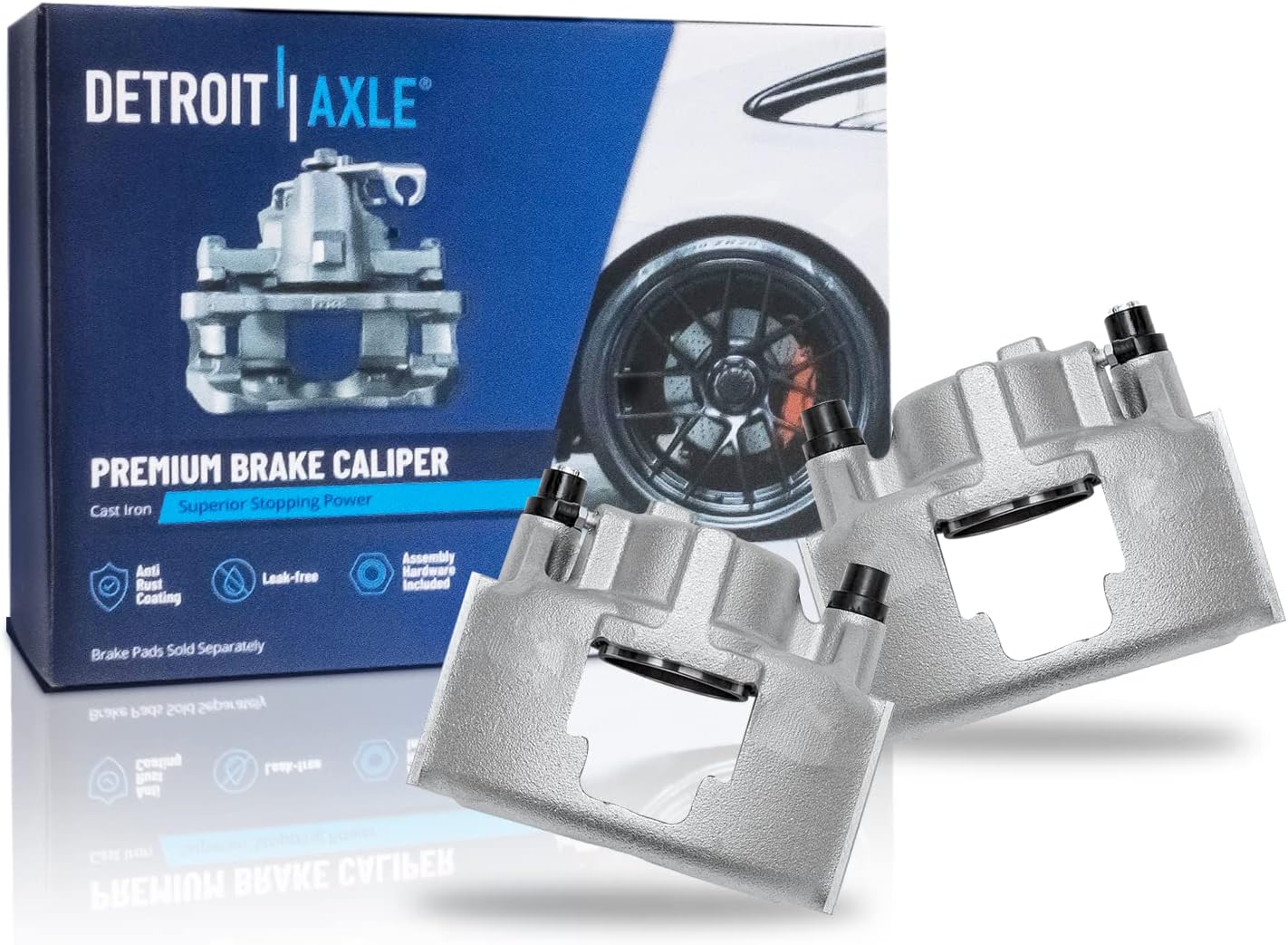 Detroit Axle - Front Brake Kit for Chevy GMC Express Savana 1500 2500 C1500 C2500 K1500 K2500 Tahoe Yukon Cadillac DeVille Escalade Fleetwood Disc Brake Calipers Ceramic Brakes Pads Replacement
