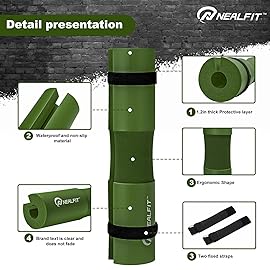NEALFIT Barbell Pad Squat Pad for Squats-Squat Bar Pad-Great for Weightlifting,Lunges and Hip Thrusts-Foam Sponge Pad-Fit Standard and Olympic Bars Perfectly (Army Green)