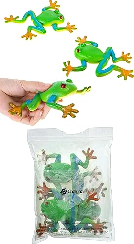 Miniatura 7 de Chalyna 3 piezas de juguetes de rana de goma para niños, figuras de anfibios realistas, modelo animal de simulación, suave, elástico, para