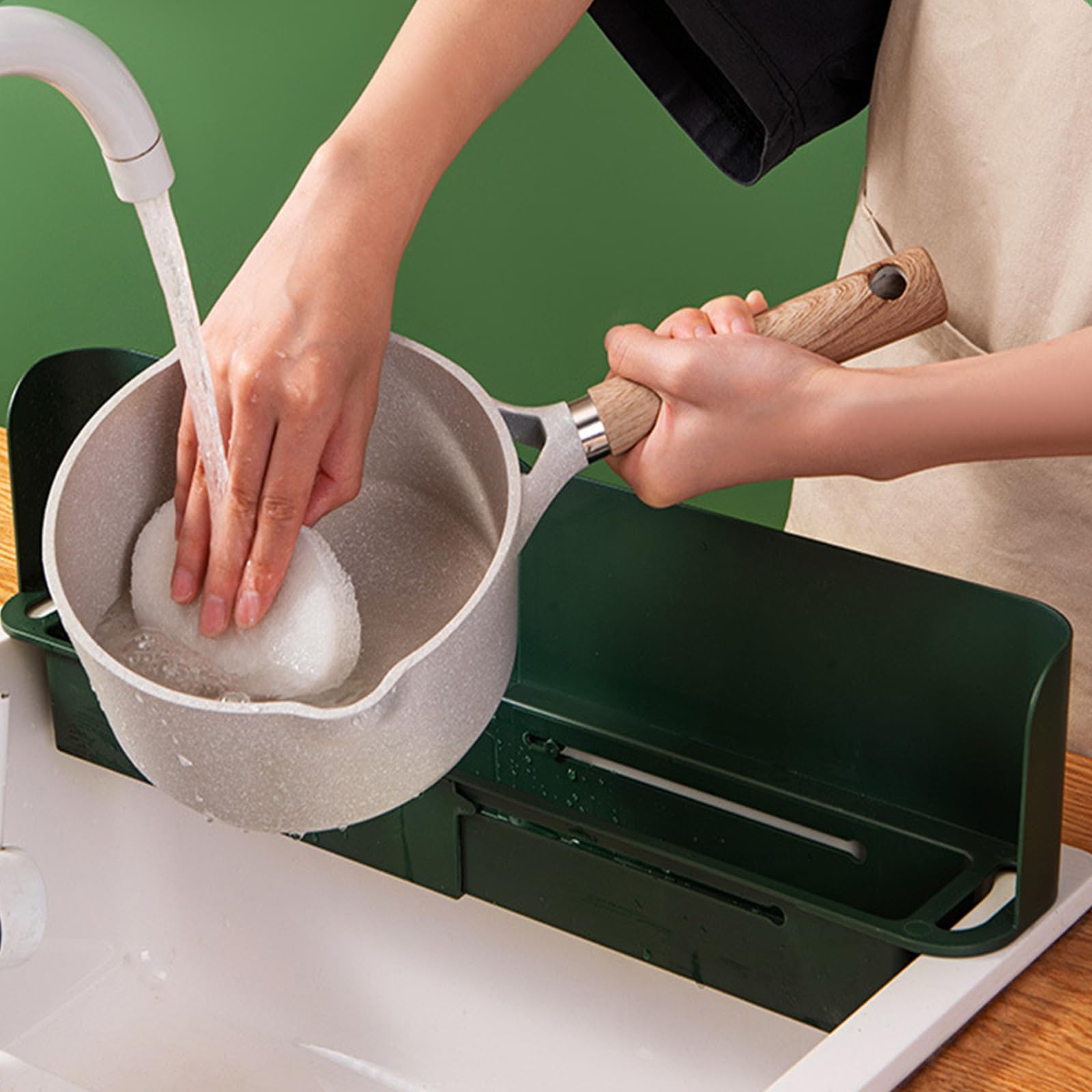 RAKSONIC Kitchen Sink Accessories,Sink Protectors for Kitchen Sink,Faucet Guard and Draining Mat,Kitchen Sink Splash Guard,Sink Splash Guard Extended Edition(white)