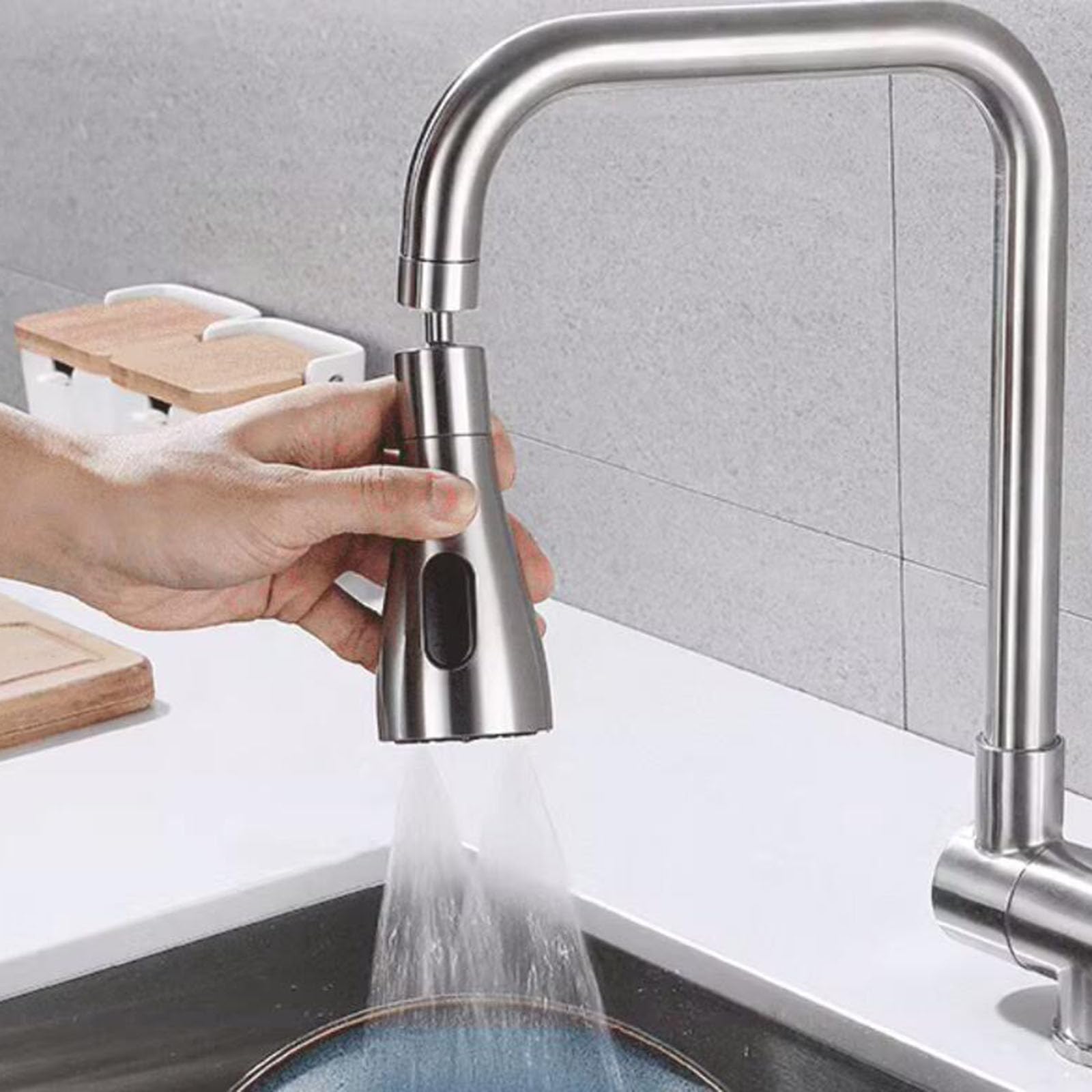 Vorfenster Küchenarmatur Klappbar Wasserhahn Küche Schwenkbar 3 Modus Edelstahl Spültischarmatur Vorfenster-Gebürstet